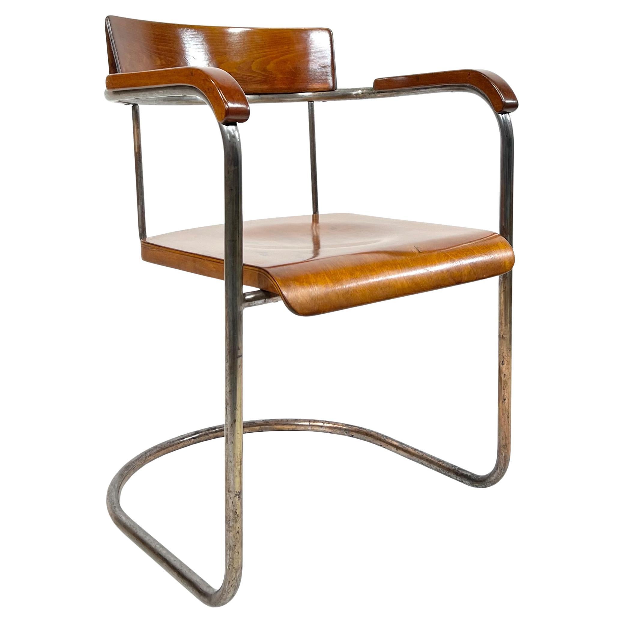 Sedia tubolare in acciaio Model No. 1242 di Rudolf Vichr, 1930 in vendita