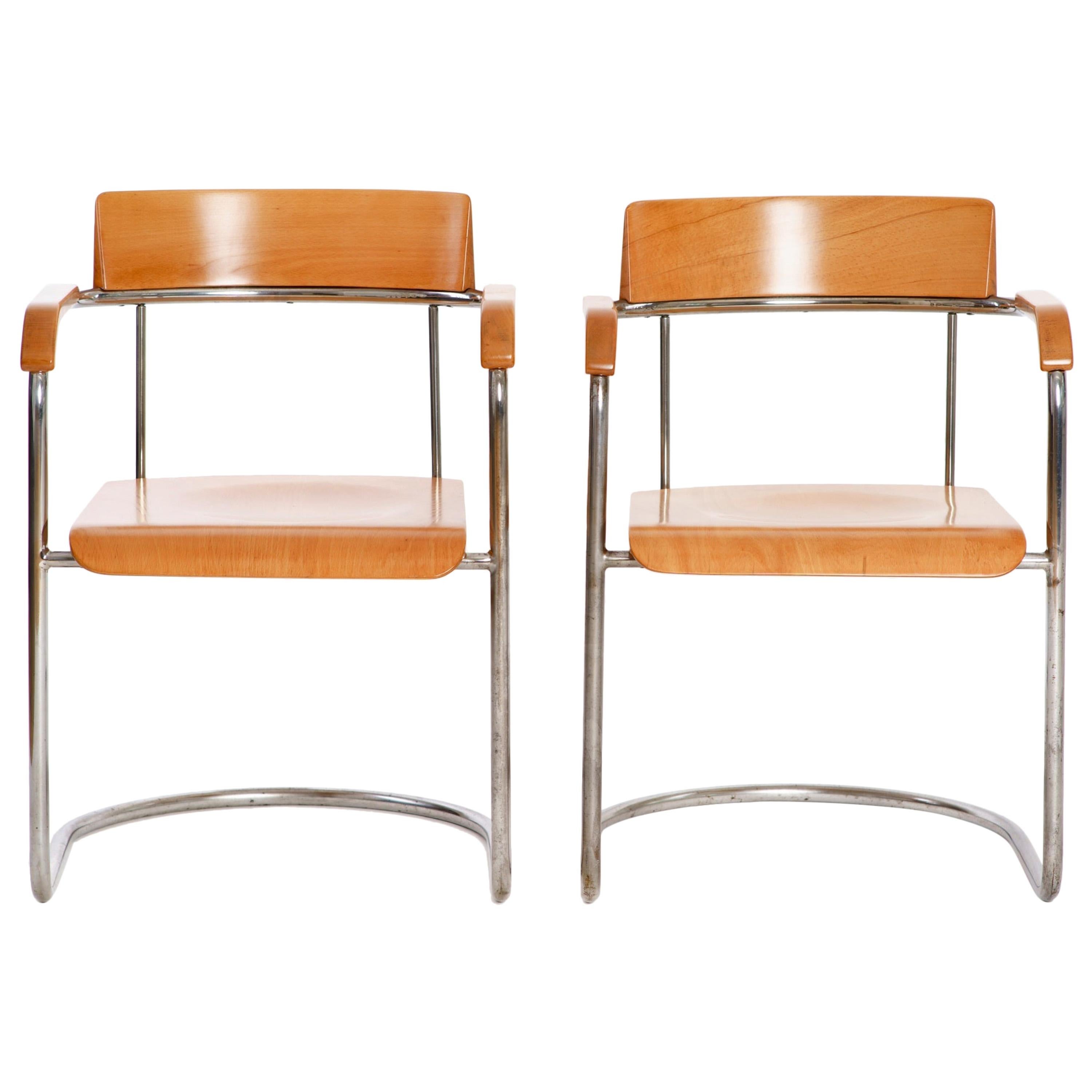 Tubular Steel Chairs from Fa. Vichr, 1930s, Set of Two
