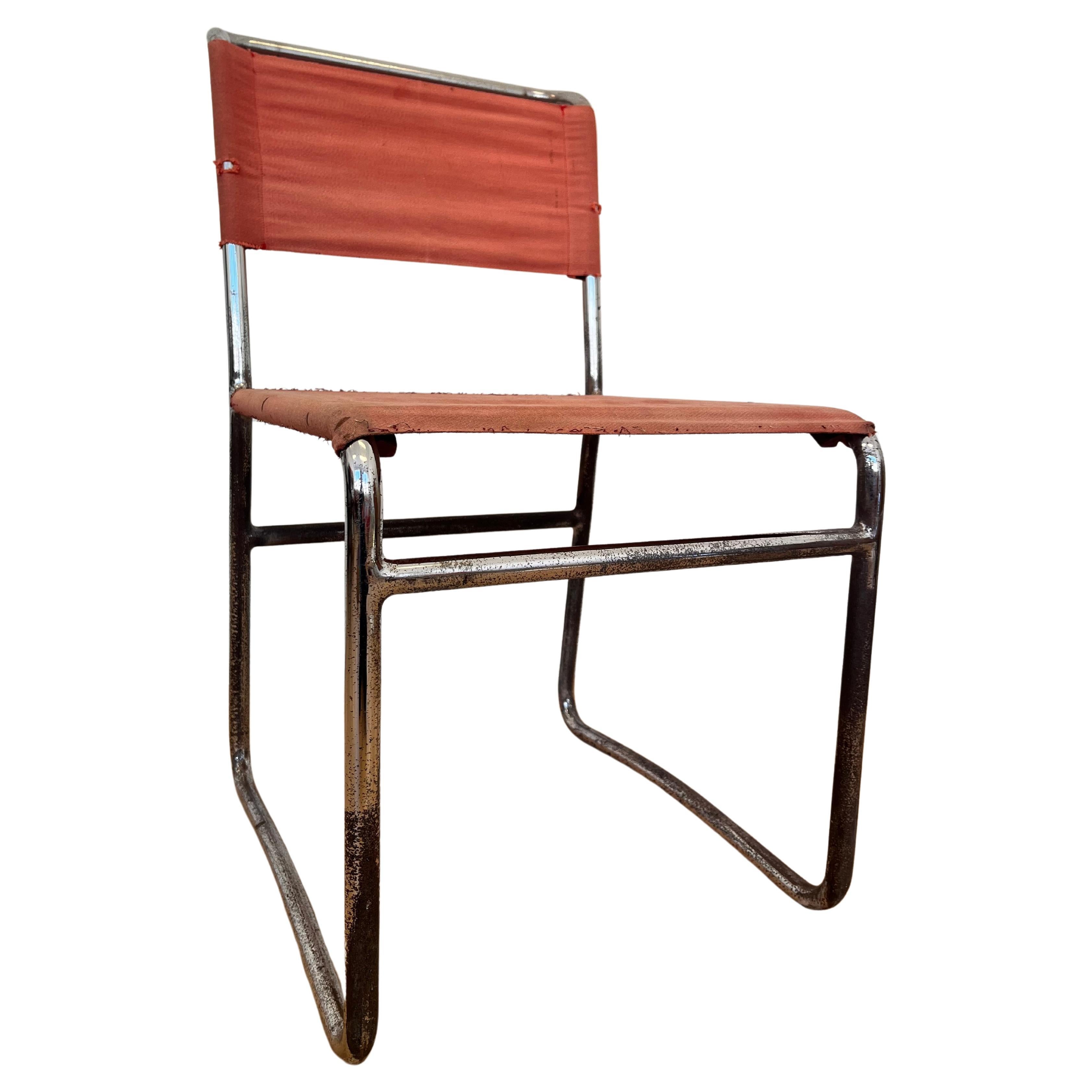 Bauhaus-Stuhl aus Stahlrohr und Chromrohr von Hynek Gottwald - 1930 (Eisengarn) im Angebot