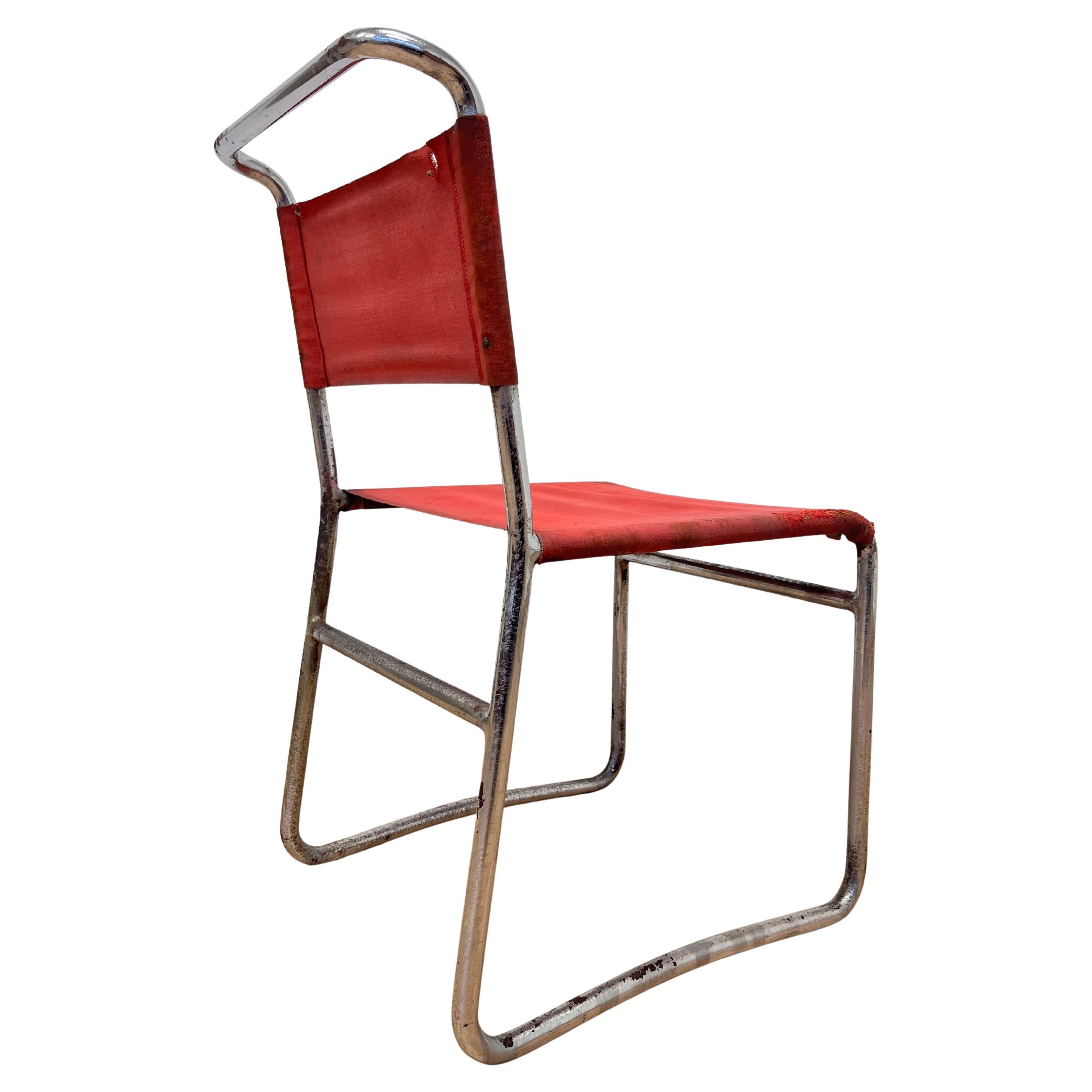 Tubular Steel Chrome Bauhaus Chair by Hynek Gottwald - 1930 (Eisengarn) For Sale
