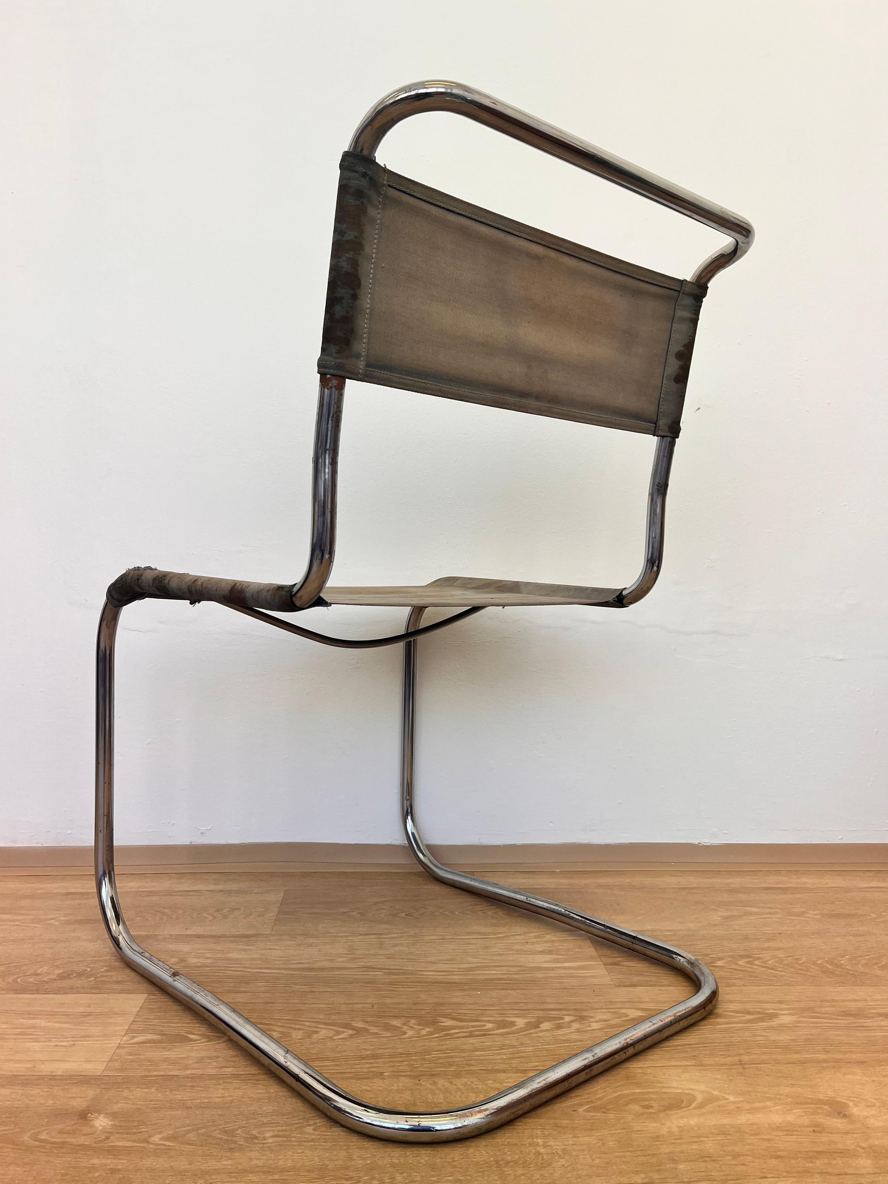 Bauhaus-Stuhl aus Stahlrohr und Chromrohr / THONET, Mart Stam, 1930 (Eisengarn) im Angebot 2