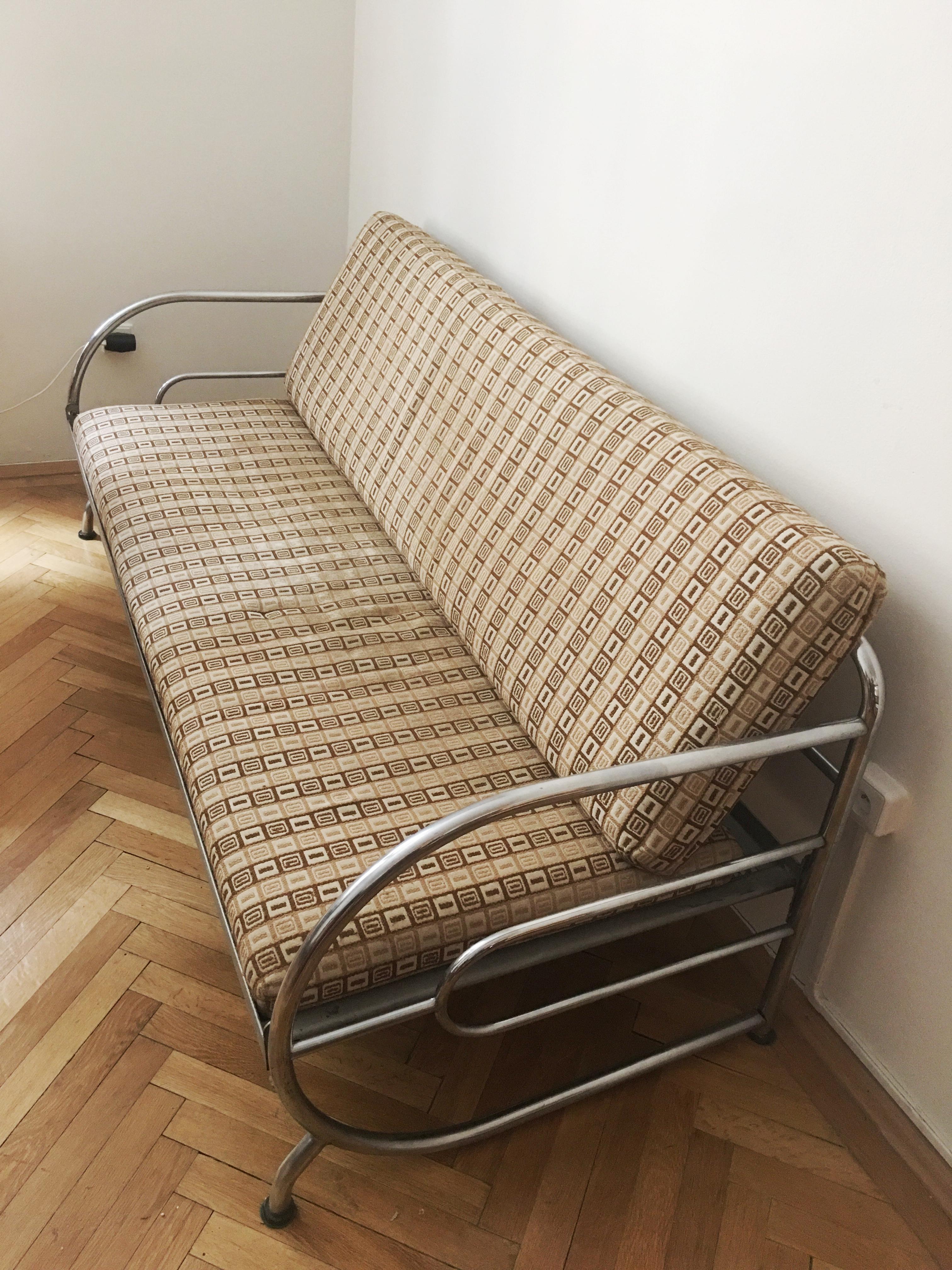 Bauhaus Tubular Steel Couch / Daybed by Robert Slezak, 1930s For Sale
