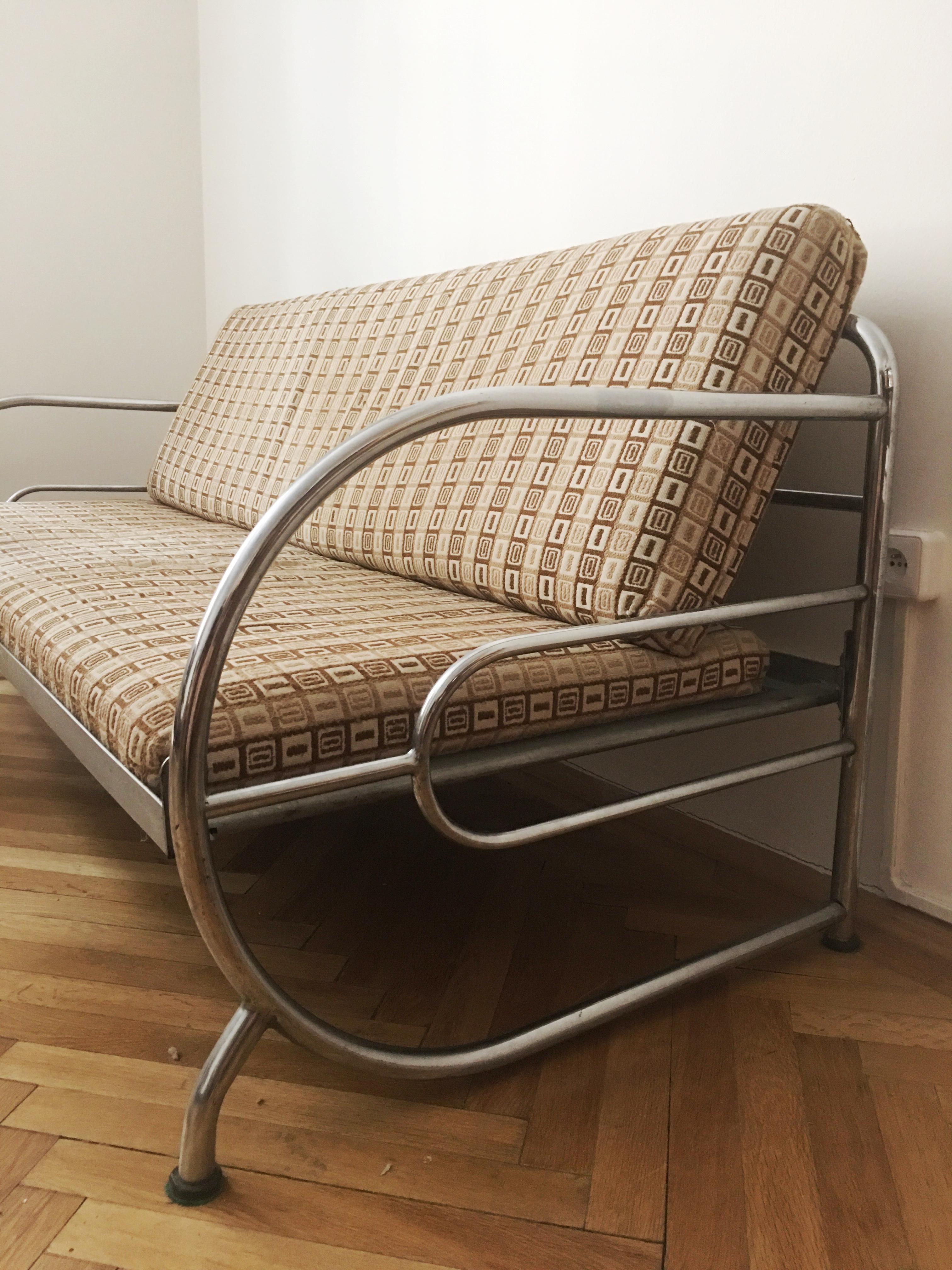 Czech Tubular Steel Couch / Daybed by Robert Slezak, 1930s For Sale