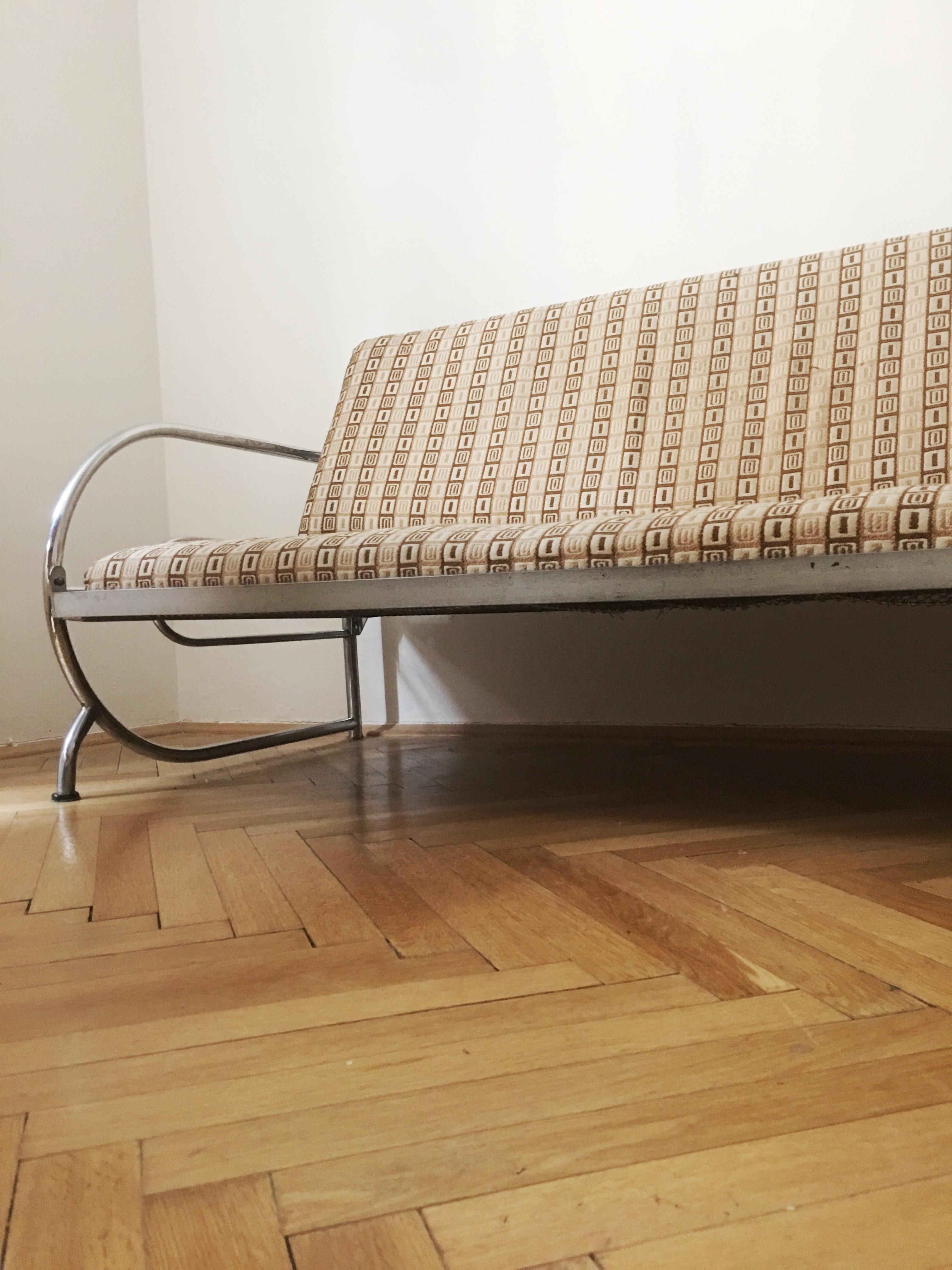 Tubular Steel Couch / Daybed by Robert Slezak, 1930s For Sale 1