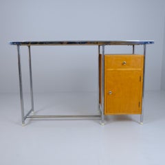 Escritorio Funcional de Acero Tubular en Abedul, Heteka Finlandia Años 30