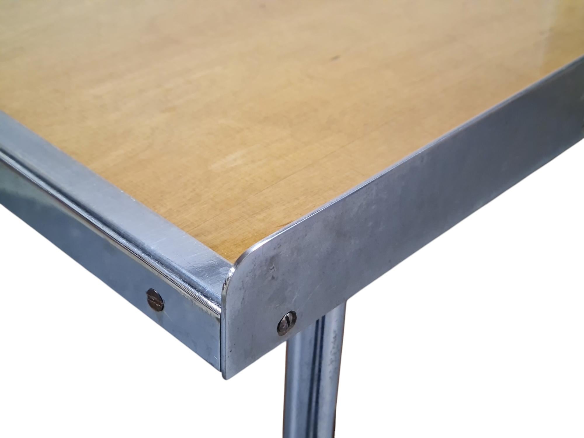 Mid-20th Century Tubular Steel Functional Desk in Birch, Heteka Finland 1930s For Sale