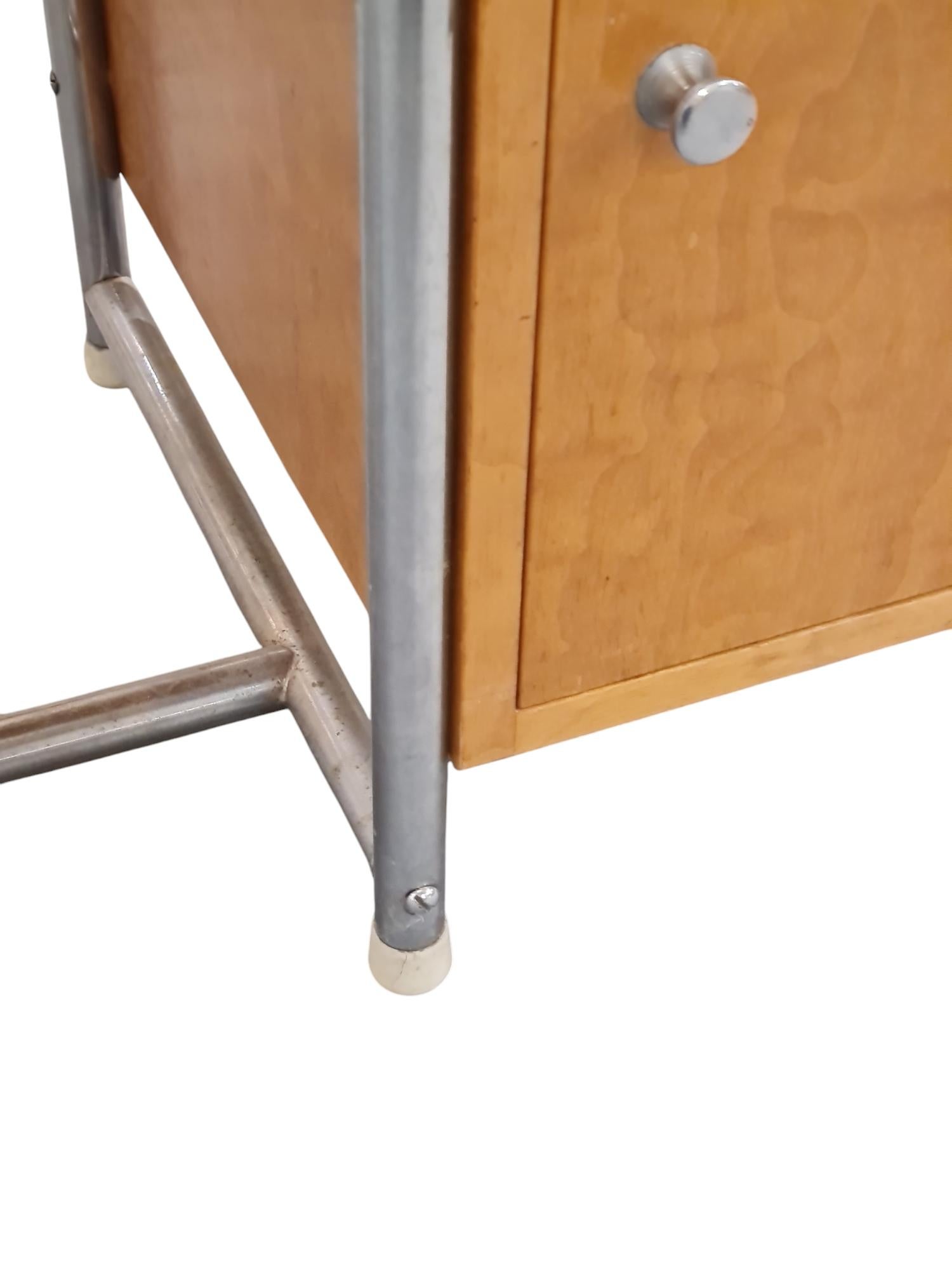 Tubular Steel Functional Desk in Birch, Heteka Finland 1930s For Sale 2