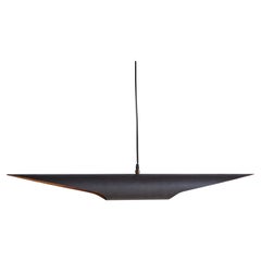 Tubular Steel + Gold Leaf Pendant Light, Italy 20th Century 'Two Available'