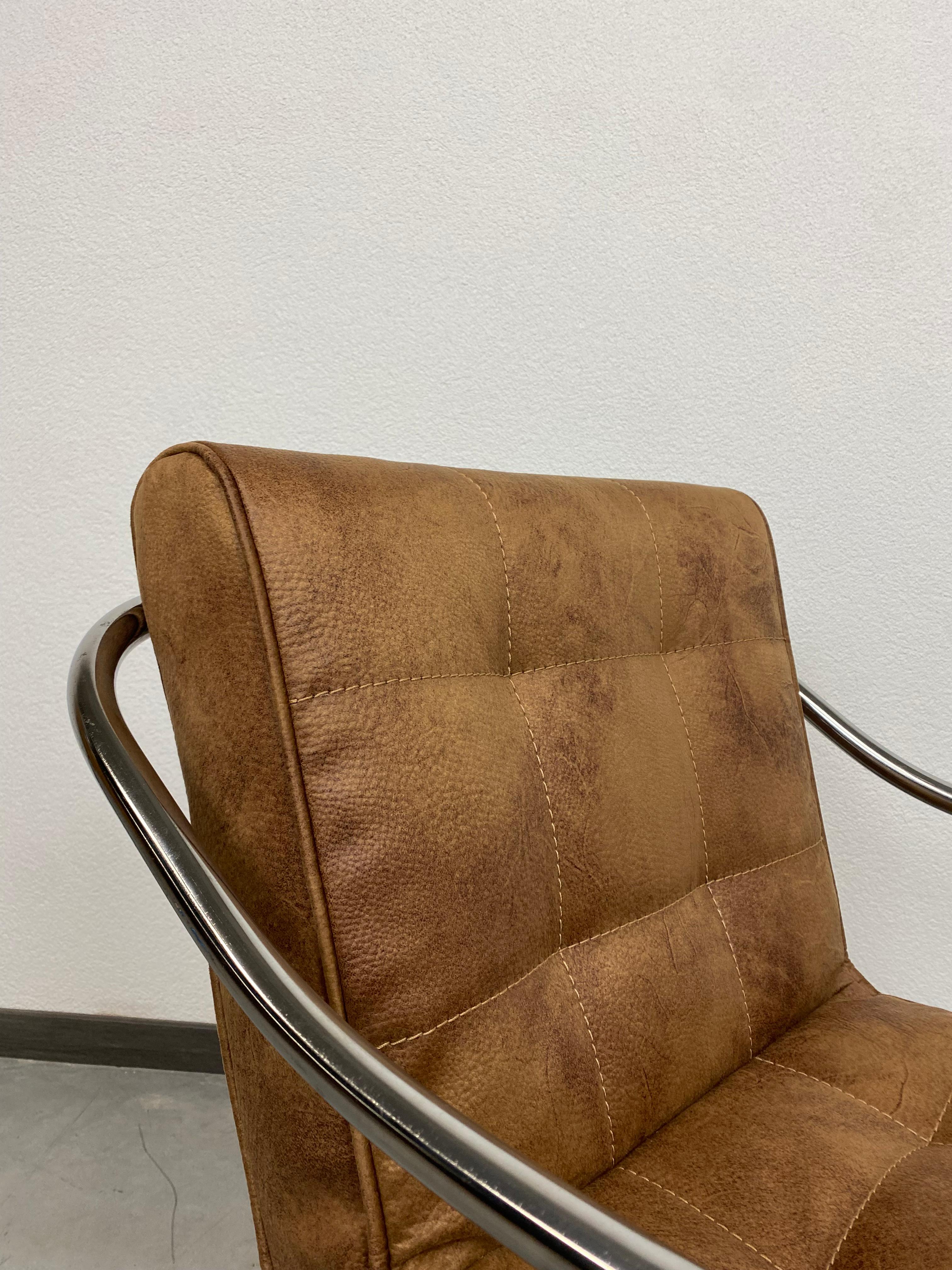 Czech Tubular Steel Lounge Chair