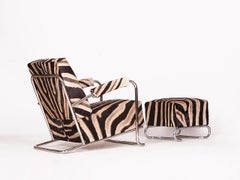 Lounge-Sessel aus Stahlrohr Zebrafell von Fa. Hynek Gottwald, 1930er-Jahre
