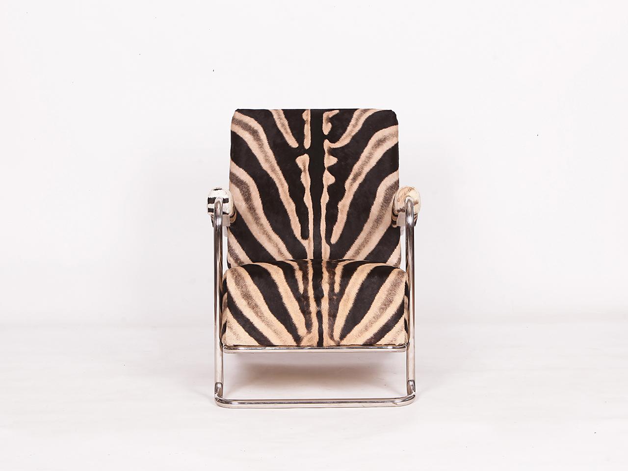 Ceco Sedia a sdraio in acciaio tubolare Zebra Hide di Fa. Hynek Gottwald, 1930 in vendita