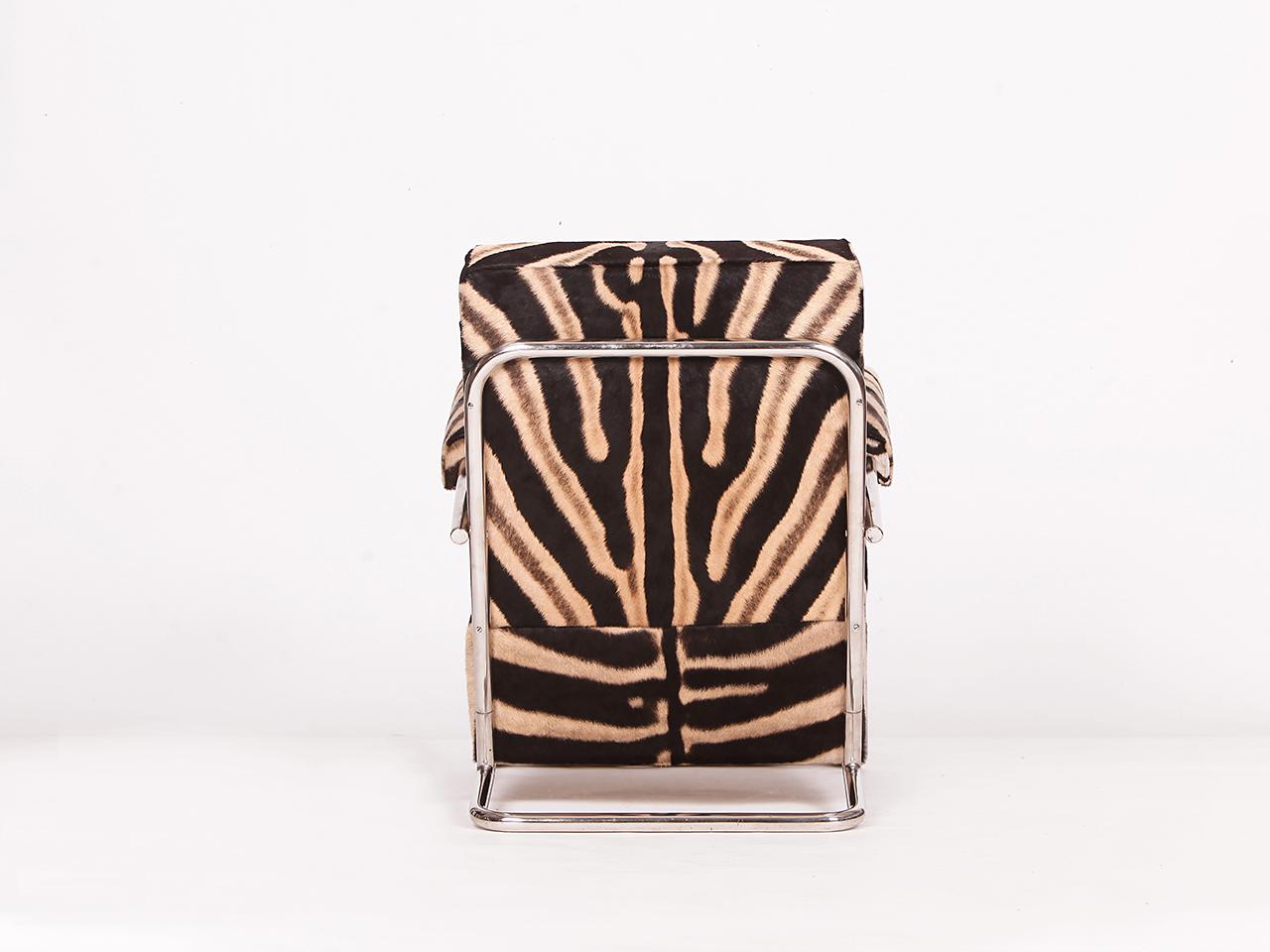Sedia a sdraio in acciaio tubolare Zebra Hide di Fa. Hynek Gottwald, 1930 in vendita 1