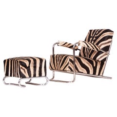 Sedia a sdraio in acciaio tubolare Zebra Hide di Fa. Hynek Gottwald, 1930