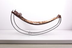 Tubular Steel Rocking Lounger in Fur and Leather by Romain Urhausen for Tecta