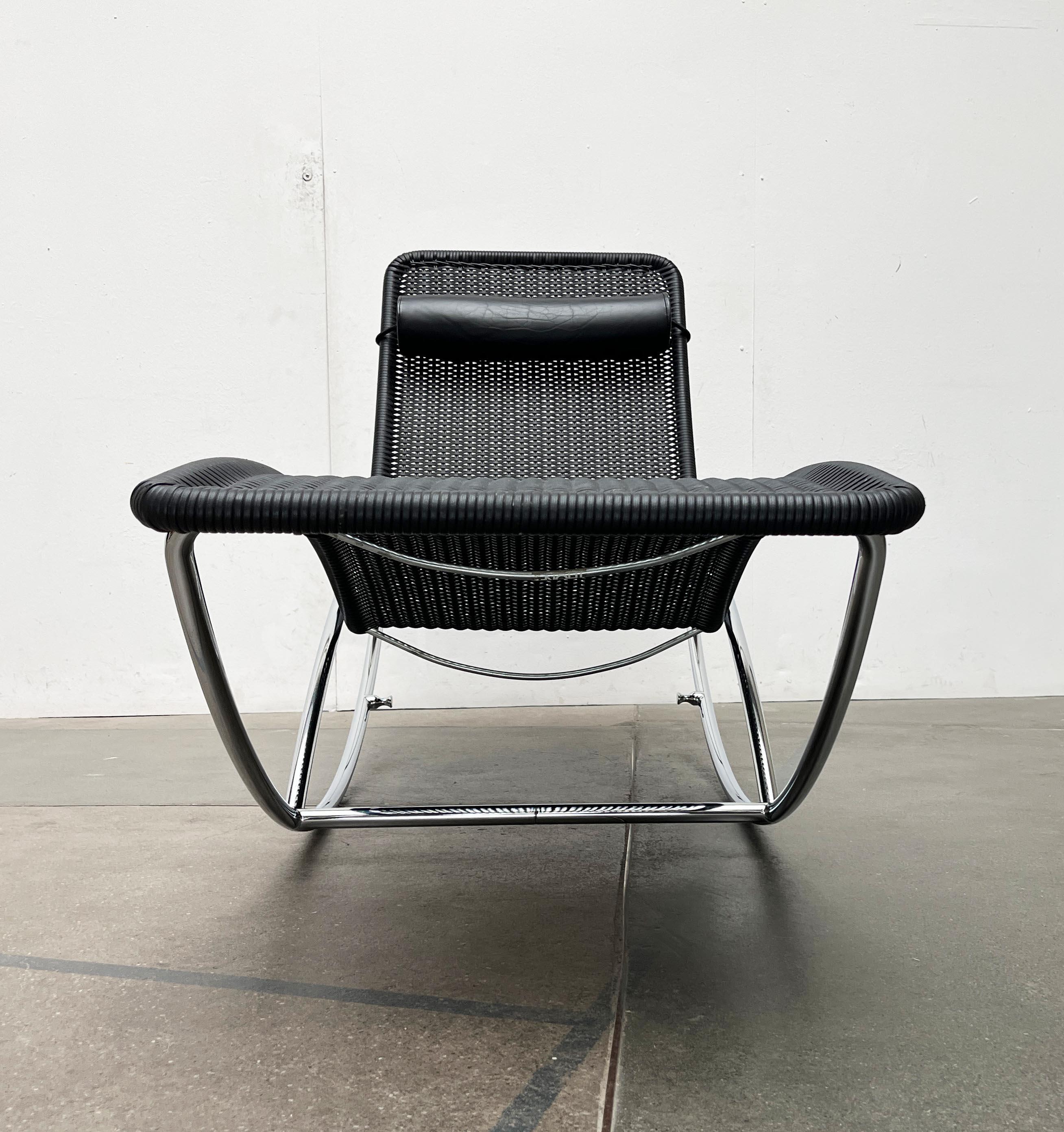 Tedesco Sedia a dondolo a chaise longue in acciaio tubolare S 828 di Torben Skov per Thonet in vendita