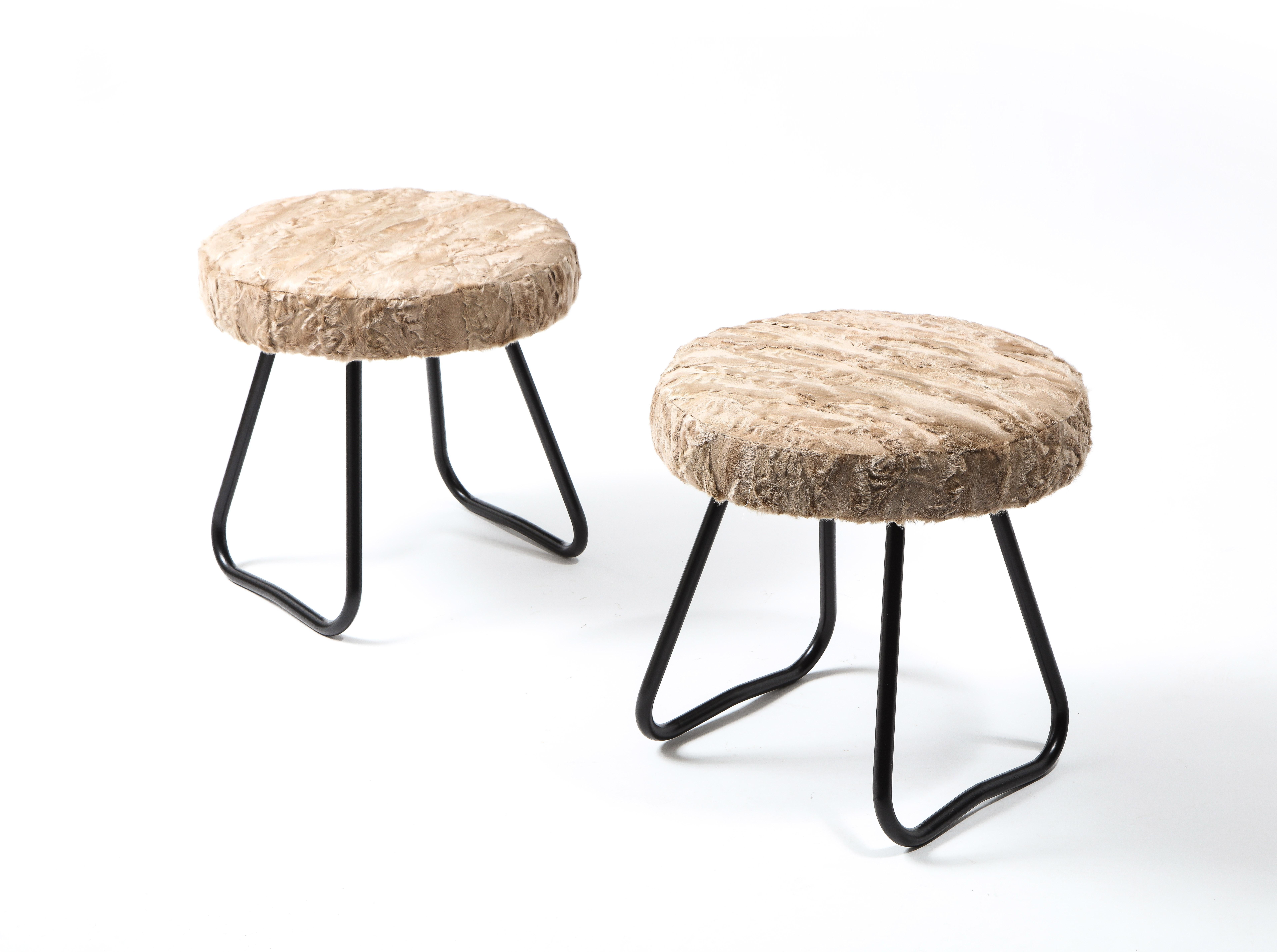 20th Century Pair of Tubular Steel Stools, France 1960's For Sale