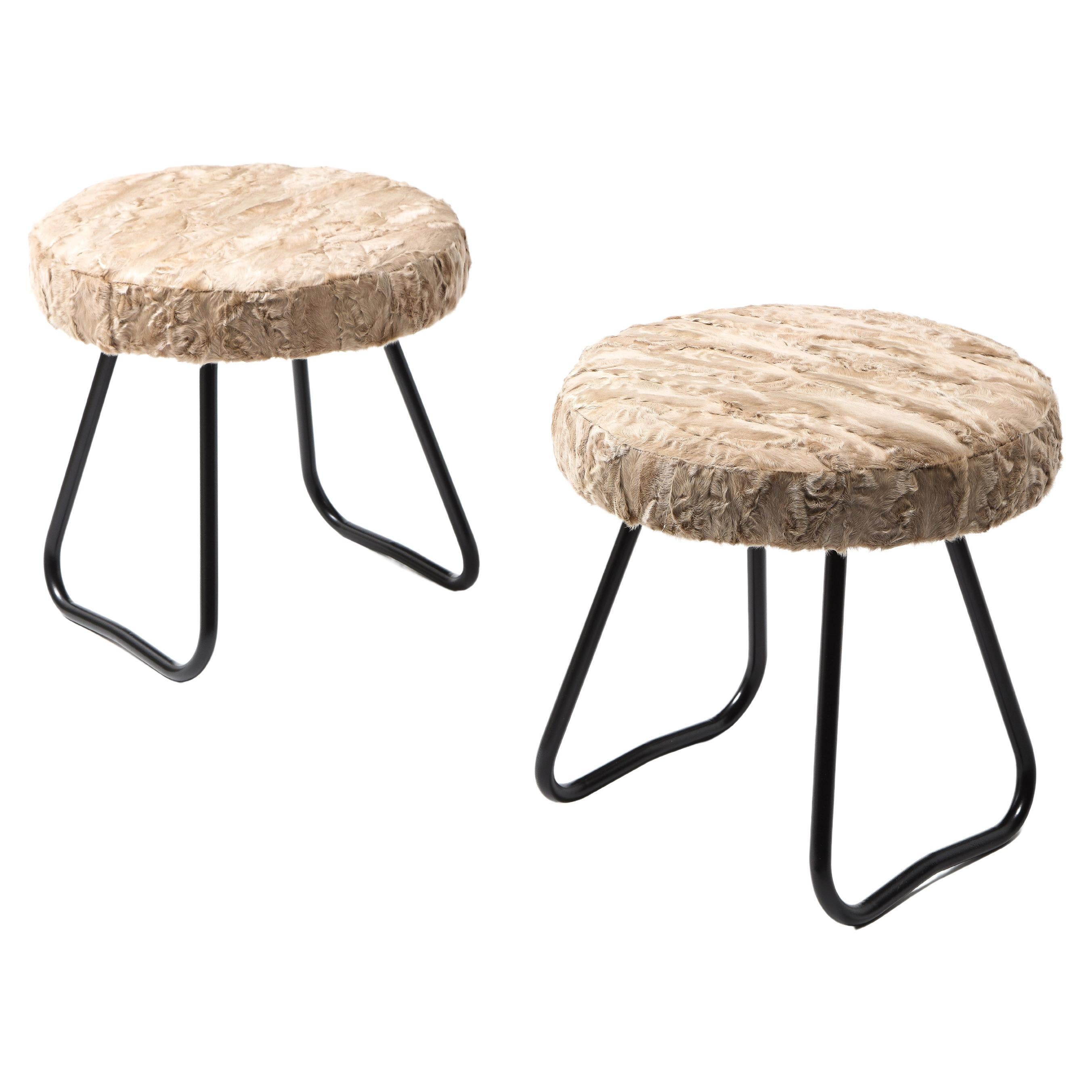 Pair of Tubular Steel Stools, France 1960's For Sale