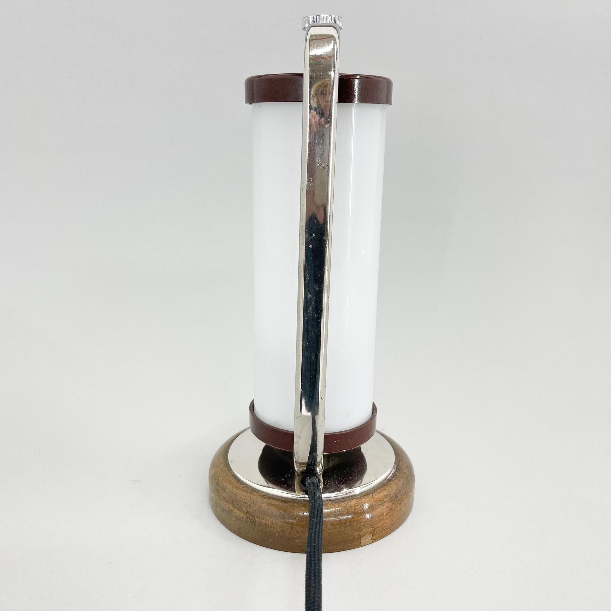 20th Century Tubular Table or Bedside Lamp with Wooden Base, 1930's For Sale
