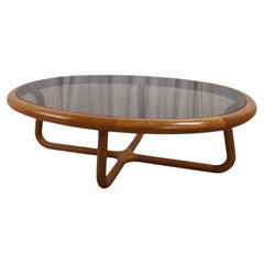 Couchtisch aus röhrenförmigem Teakholz und Rauchglas by Uldum Møbelfabrik
