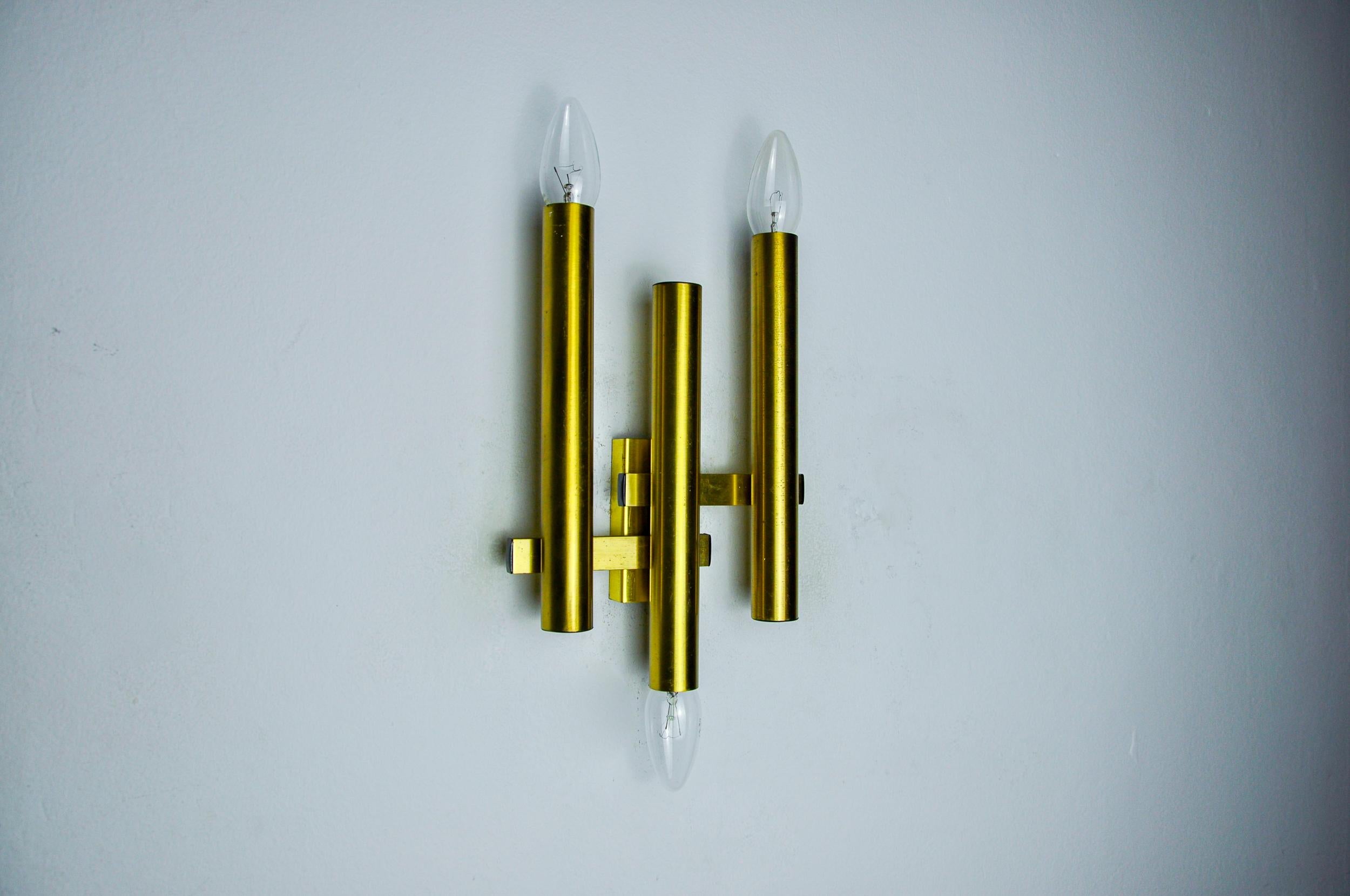 Italian Tubular wall lamp by Maison Sciolari, 3 lights, Italy, 1970 For Sale