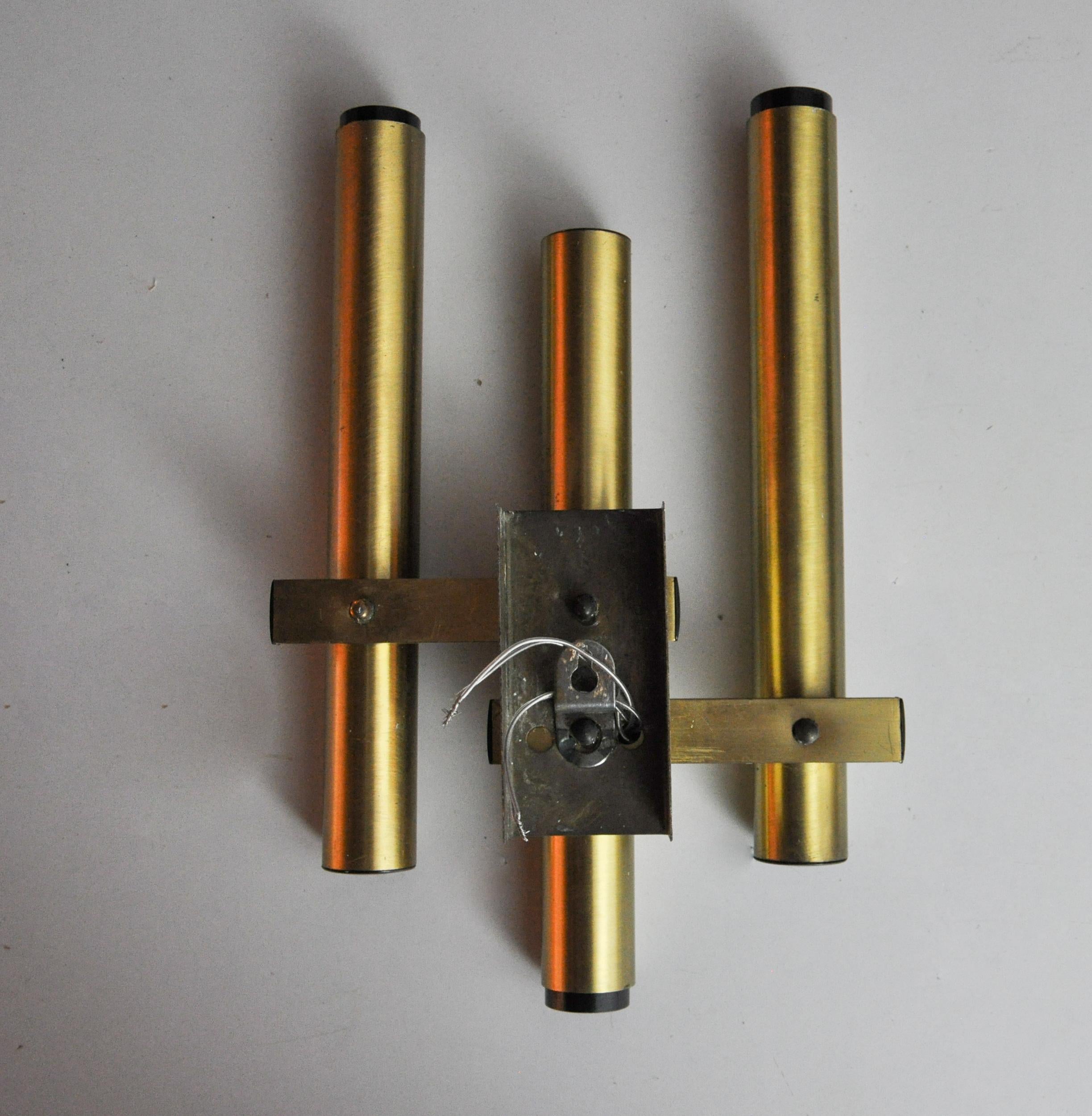 Metal Tubular wall lamp by Maison Sciolari, 3 lights, Italy, 1970 For Sale