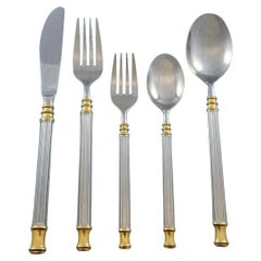 Tucano Gold Accent Sasaki Japan Stainless Steel Flatware Set Service Estate