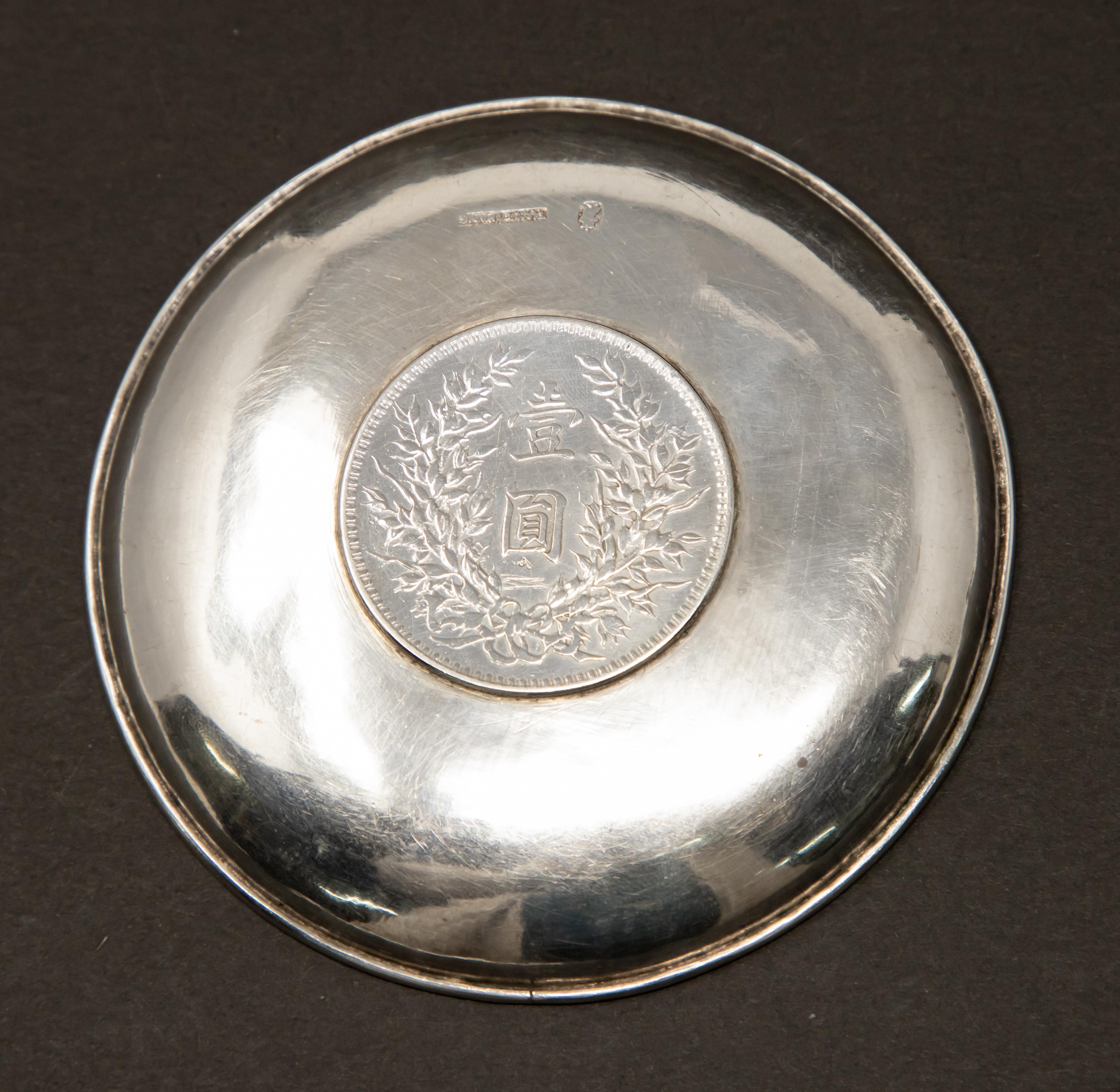 Other Tuck Chang Sterling Silver Dish with Coin For Sale