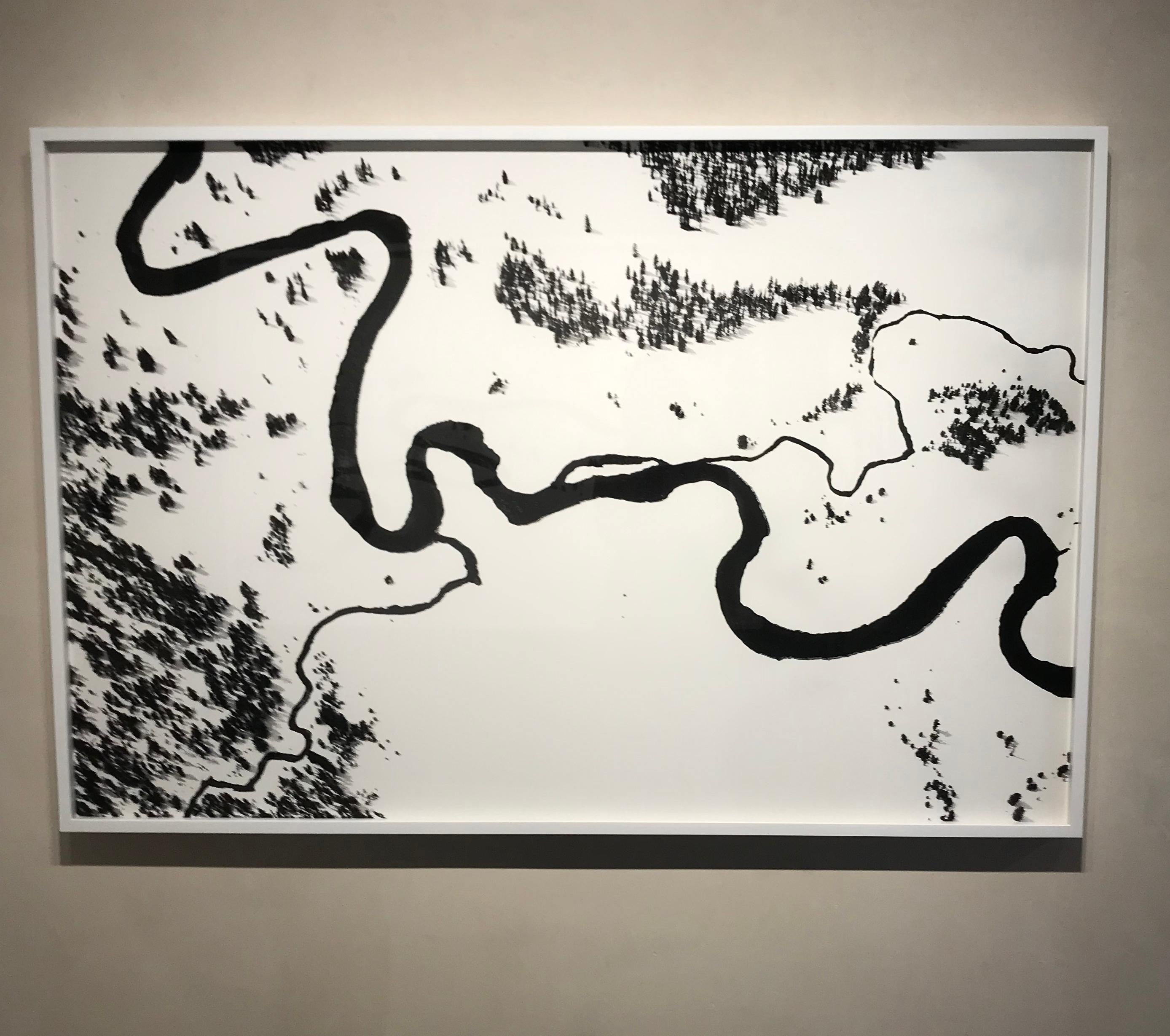 Waterline X - B&W aerial landscape framed photograph 40 x 60 inches  - Photograph by Tuck Fauntleroy