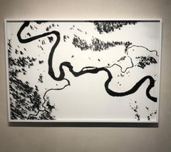 Waterline X - B&W aerial landscape framed photograph 40 x 60 inches