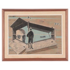 Tucker Bobst 'American, 1923-2008' "Regatta" Oil on Masonite, 1963