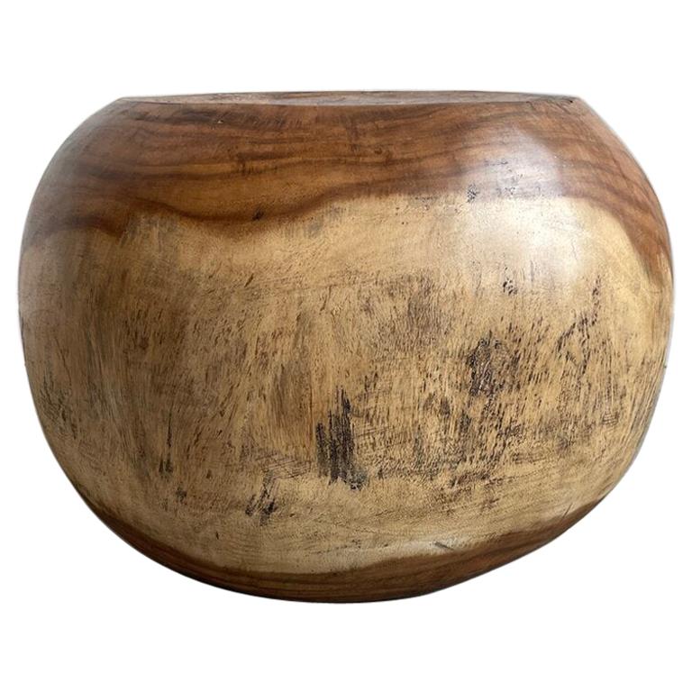 Tucker Robbins Pouf Stool / Side Table in Acacia Wood