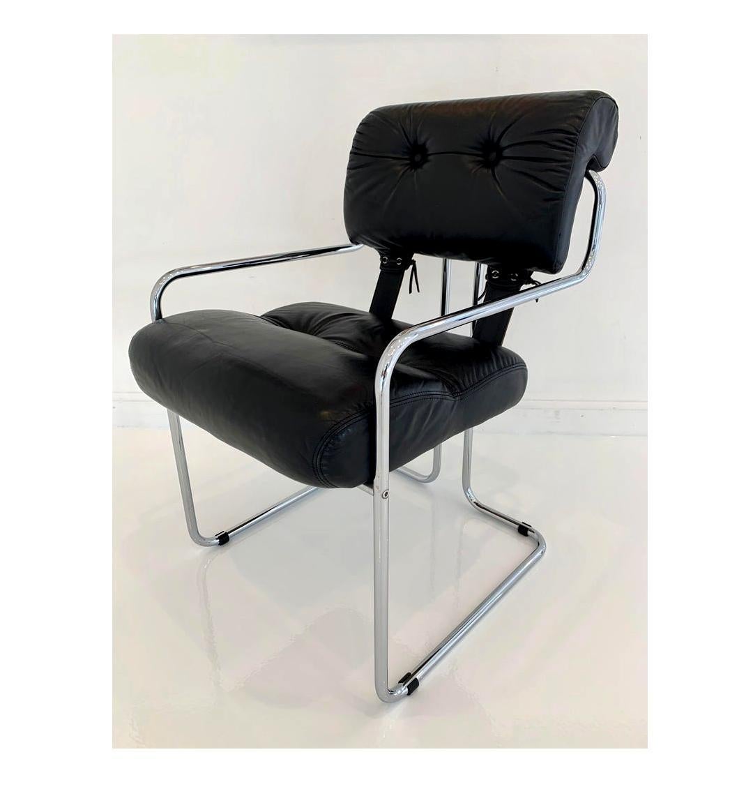 'Tucroma' Chair in Black Leather by Guido Faleschini 5
