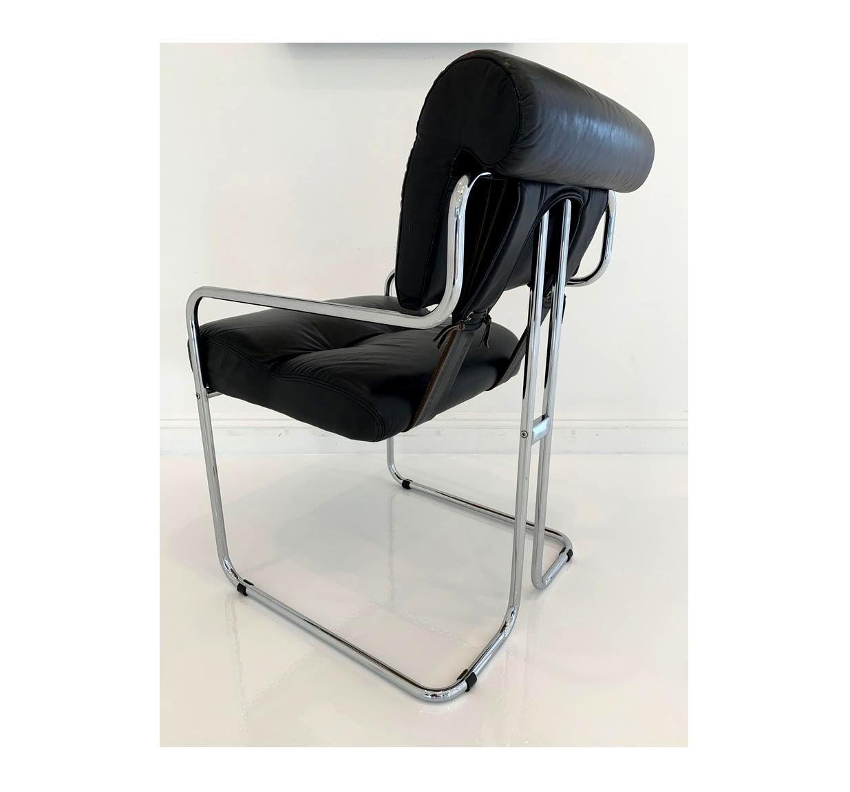 'Tucroma' Chair in Black Leather by Guido Faleschini 6