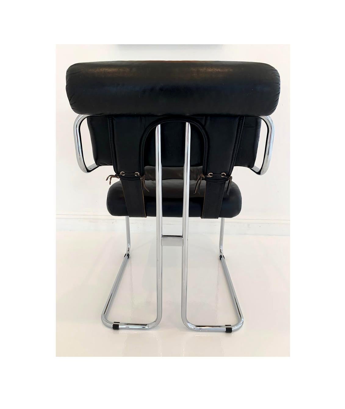 Late 20th Century 'Tucroma' Chair in Black Leather by Guido Faleschini