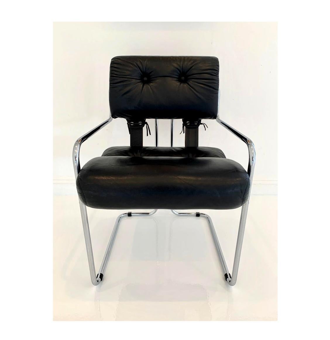 'Tucroma' Chair in Black Leather by Guido Faleschini 3
