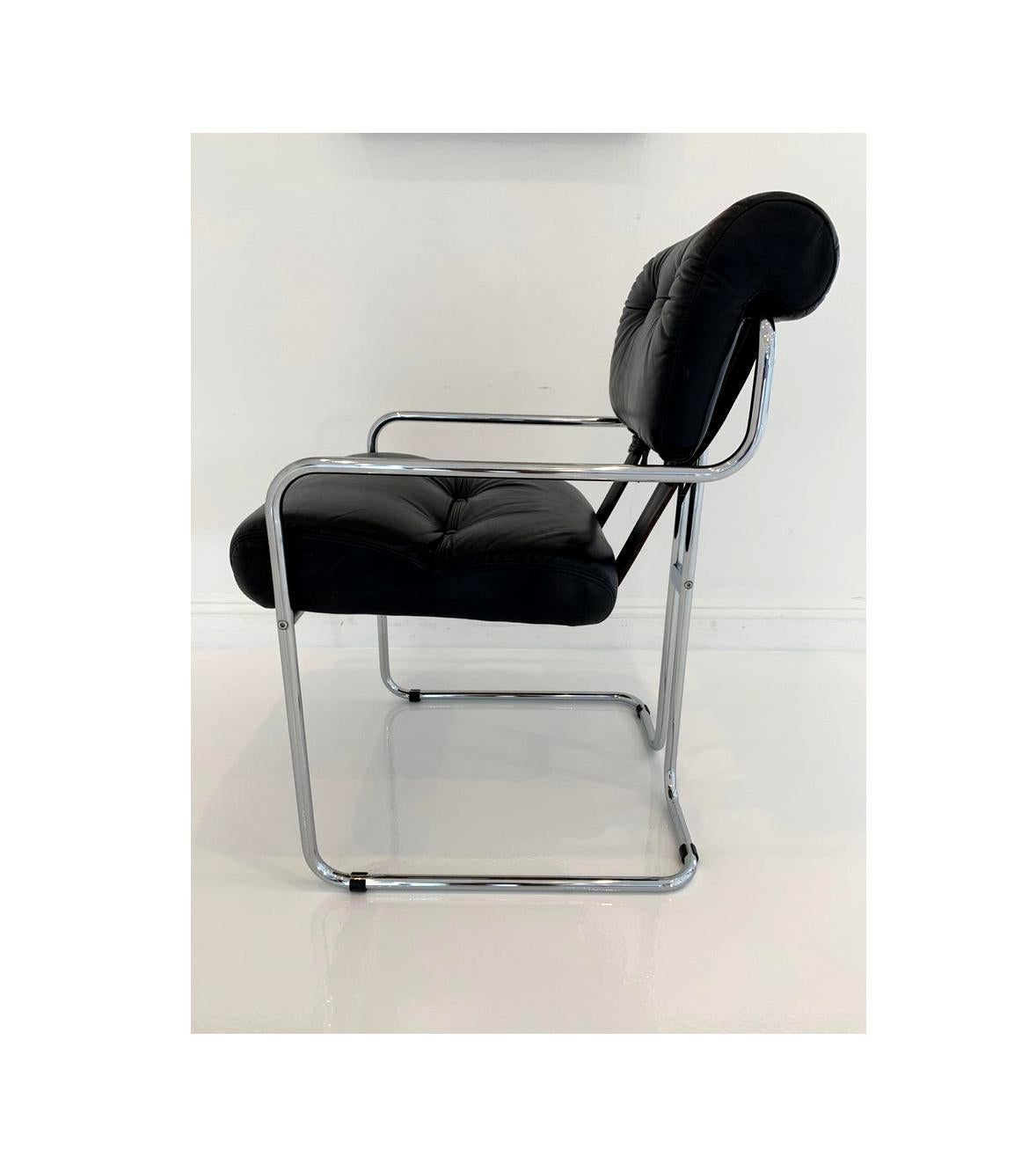 'Tucroma' Chair in Black Leather by Guido Faleschini 4