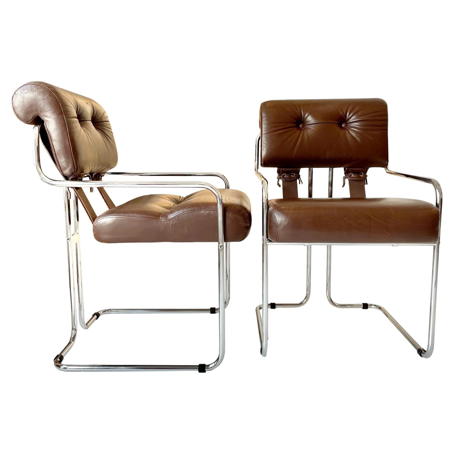 Tucroma Chair in Brown Leather by Guido Faleschini