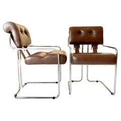 Tucroma Chair in Brown Leather by Guido Faleschini