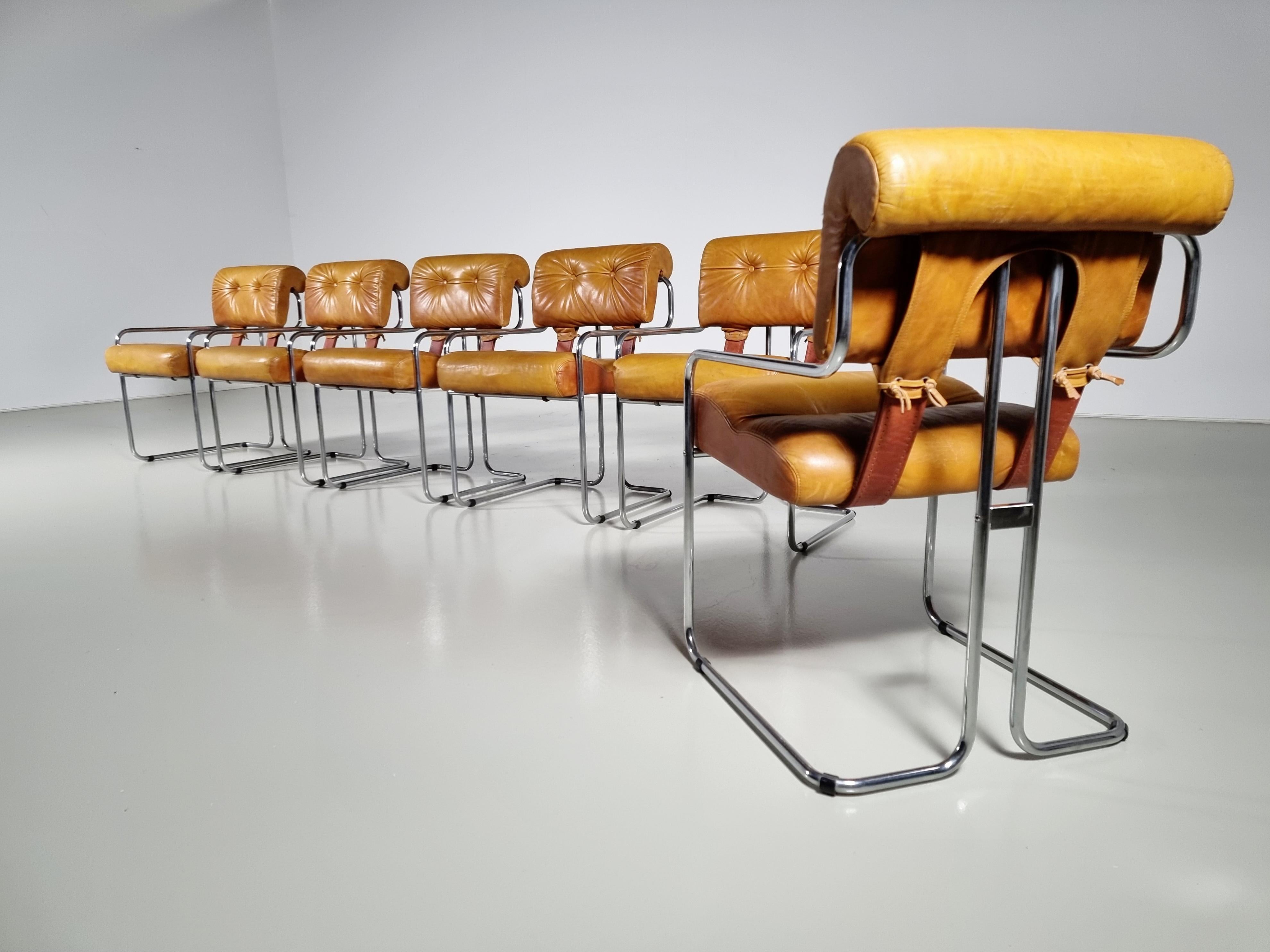 Mid-Century Modern Tucroma Chairs by Guido Faleschini for I4 Mariani, 1970s, Set of 6