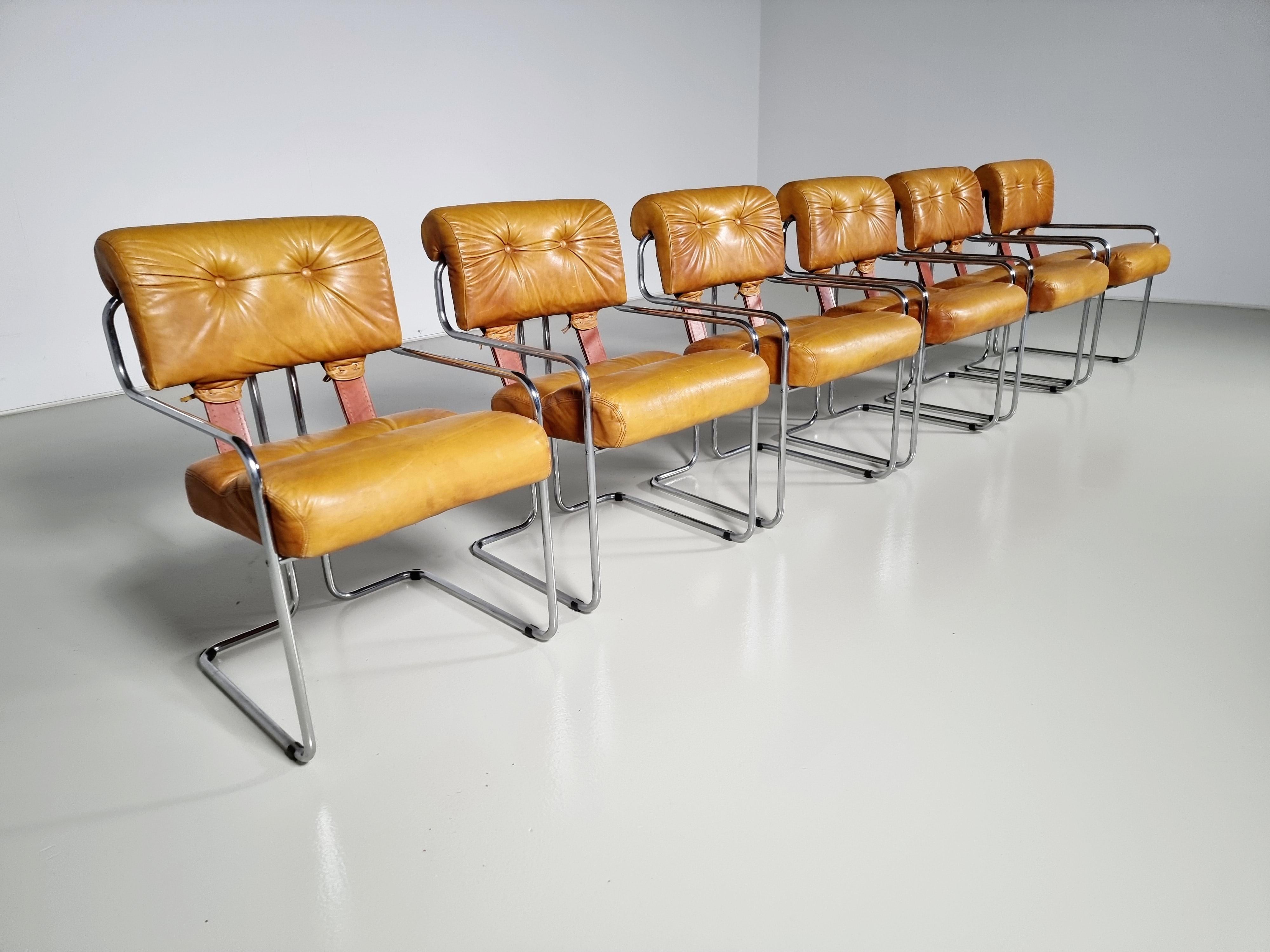 European Tucroma Chairs by Guido Faleschini for I4 Mariani, 1970s, Set of 6