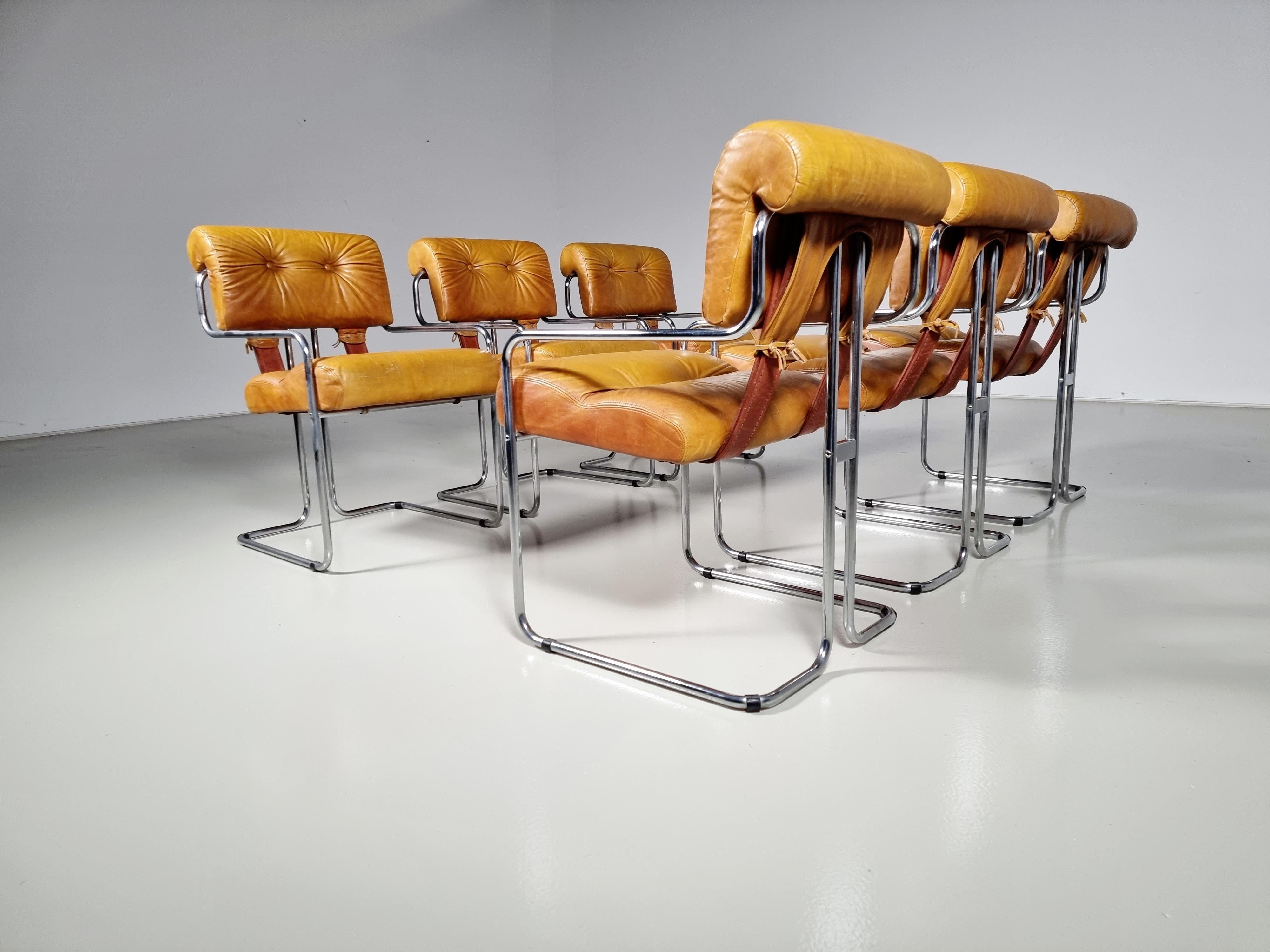 Steel Tucroma Chairs by Guido Faleschini for I4 Mariani, 1970s, Set of 6