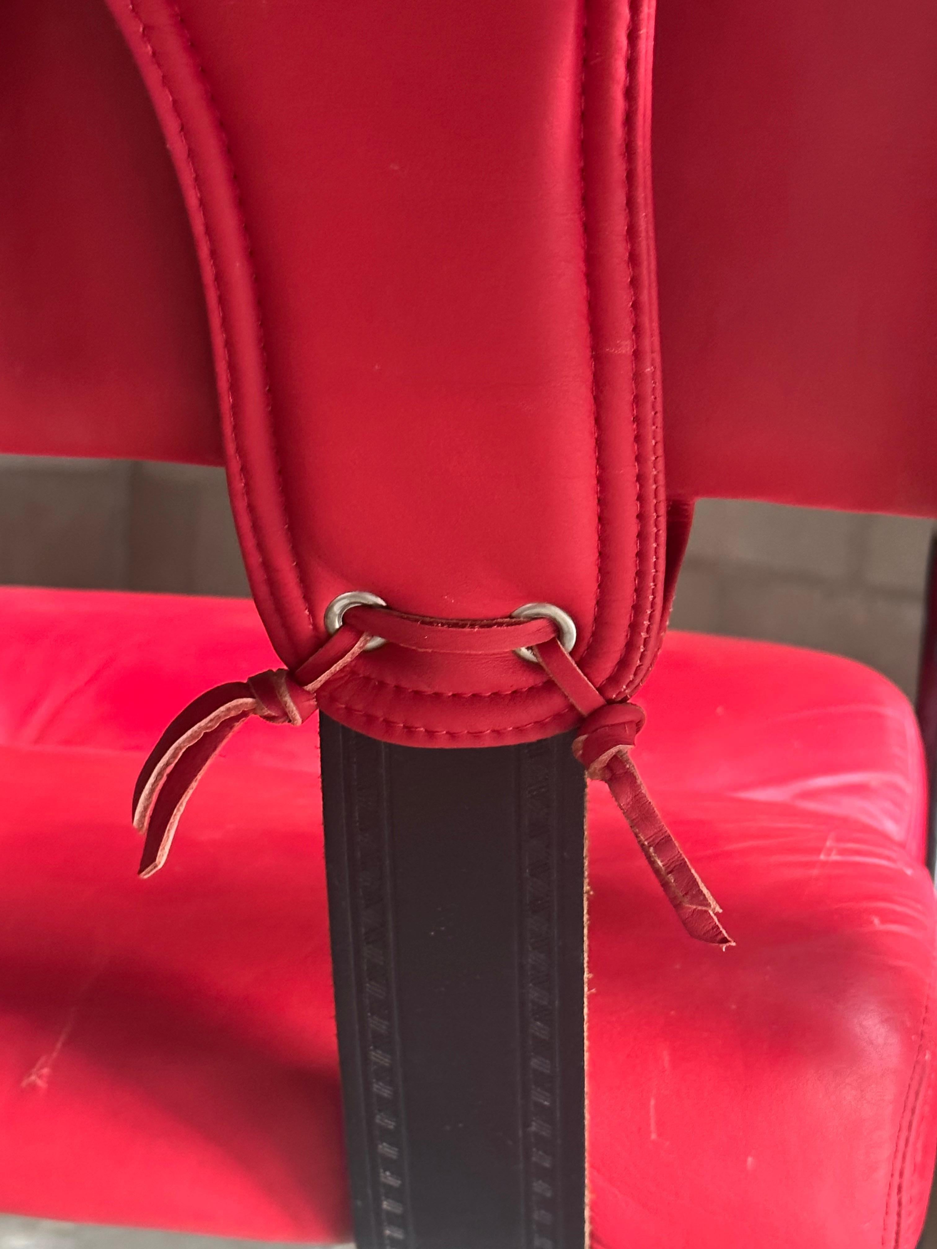 Tucroma-Stühle von Guido Faleschini für I4 Mariani, Rotes Leder-Set von 6 Stühlen im Angebot 3