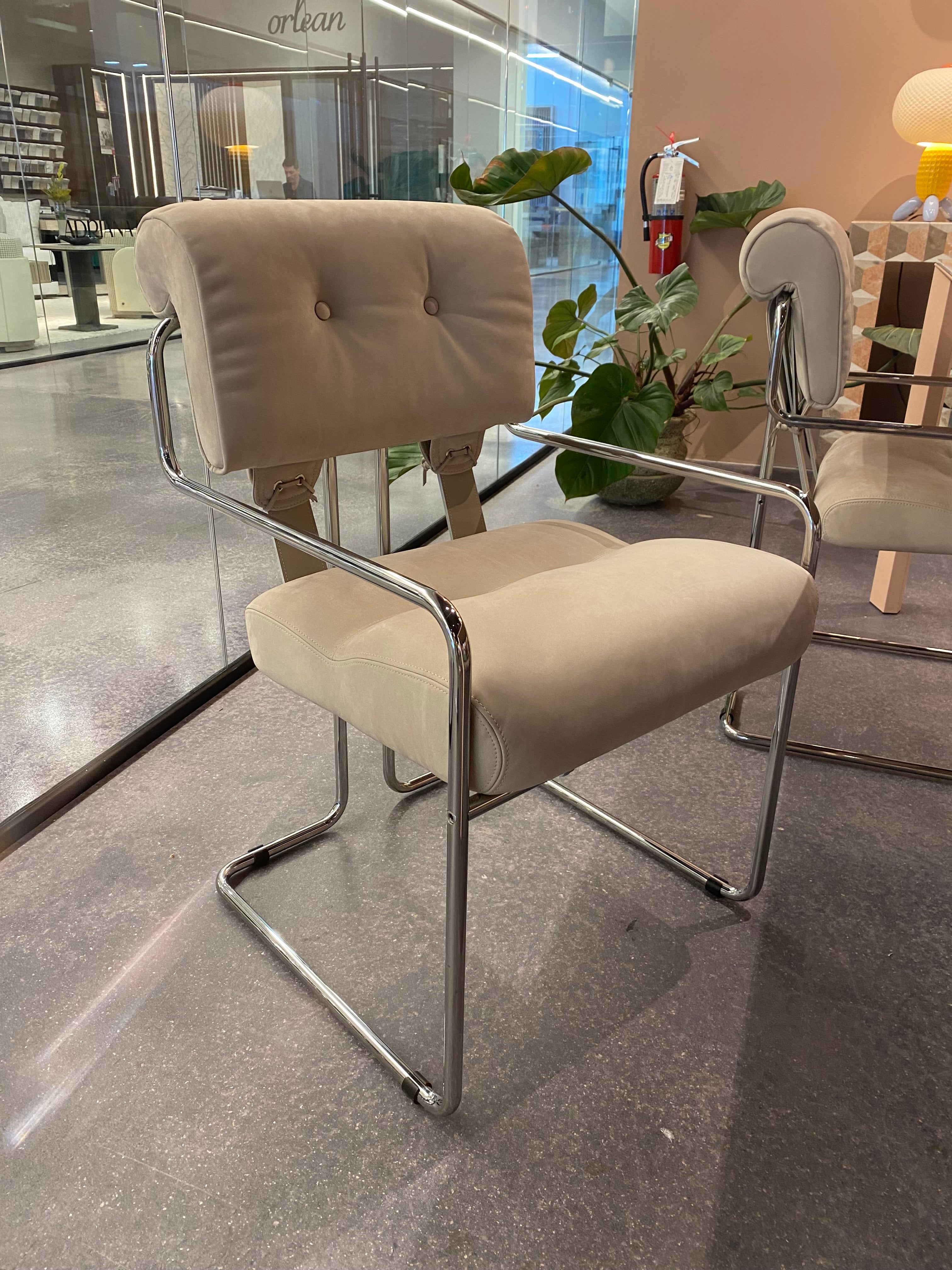 Tucroma Chairs, Suede and Chrome, set of 4 For Sale