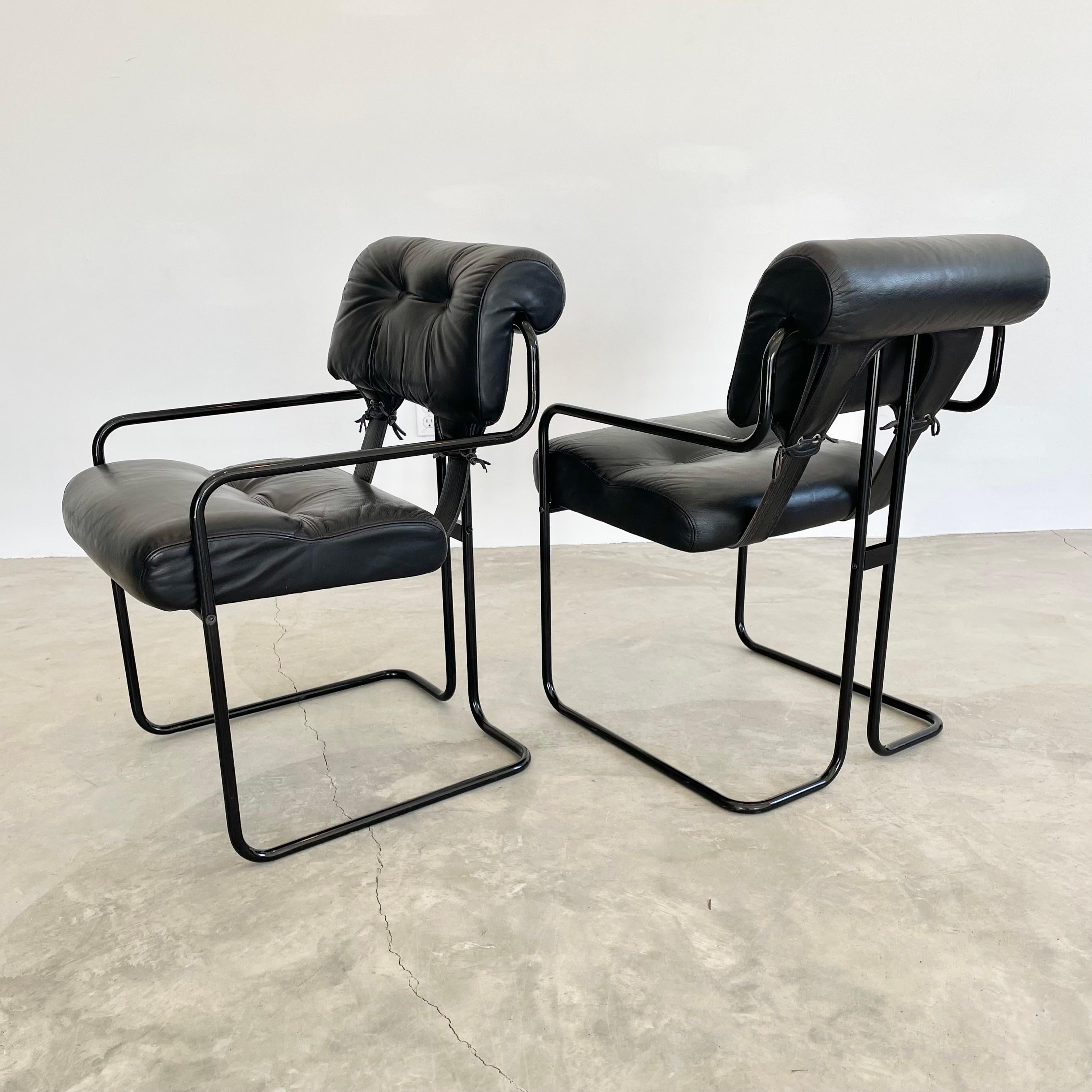 Guido Faleschini Tucroma Dining Chairs in Black Leather for Mariani, 1980s Italy For Sale 8