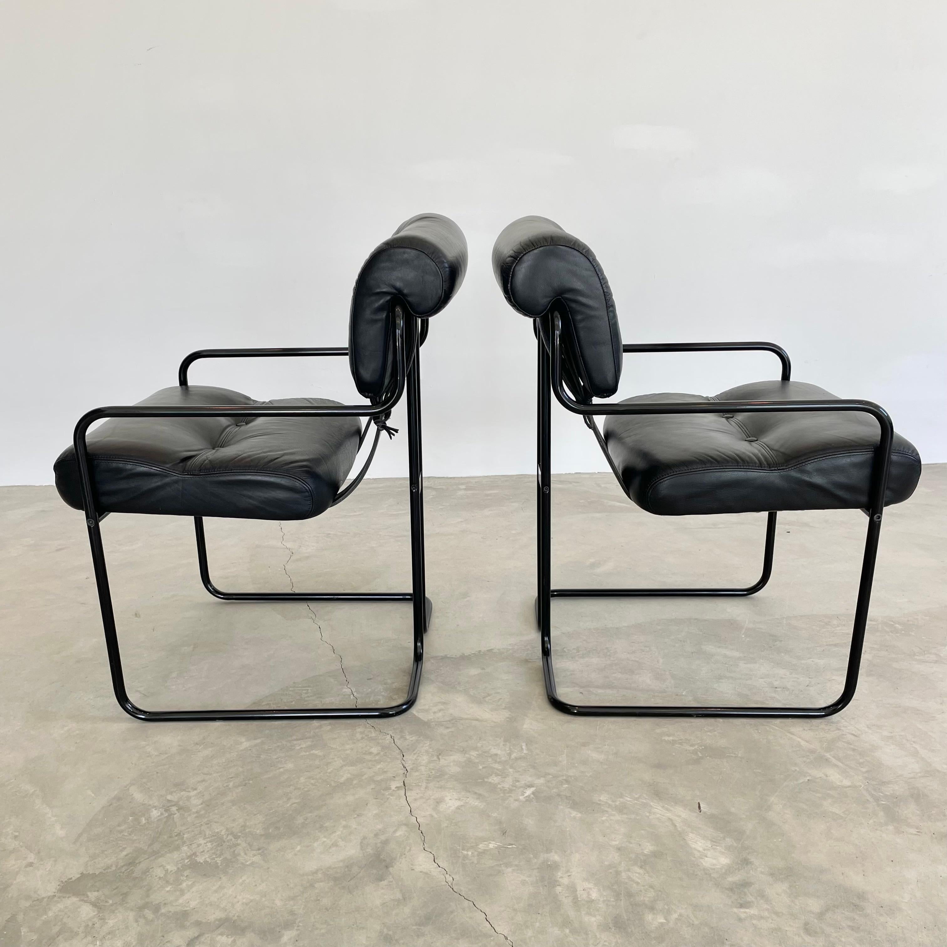 Guido Faleschini Tucroma Dining Chairs in Black Leather for Mariani, 1980s Italy For Sale 9