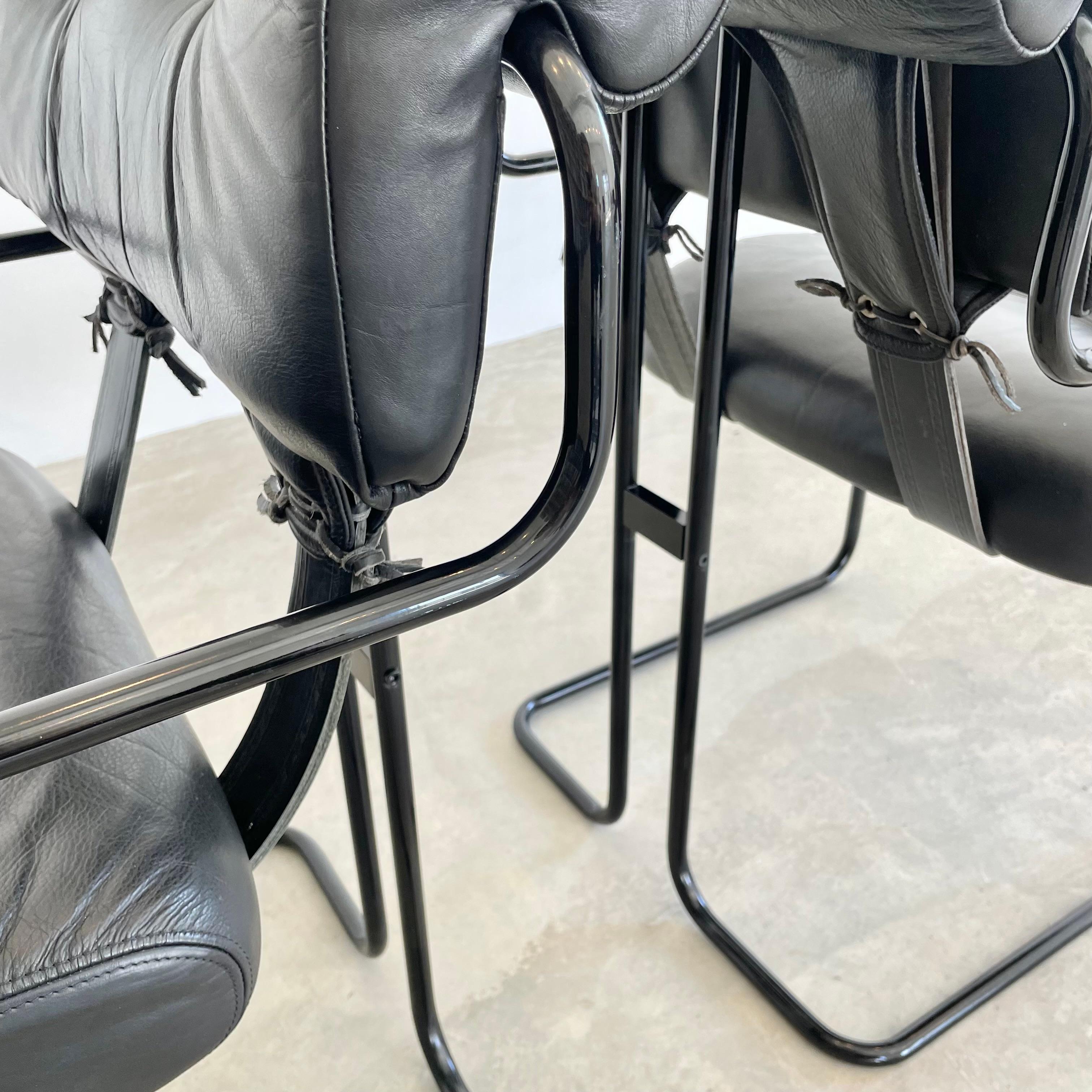 Guido Faleschini Tucroma Dining Chairs in Black Leather for Mariani, 1980s Italy For Sale 11