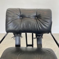 Guido Faleschini Tucroma Dining Chair in Black Leather for Mariani, 1980s Italy