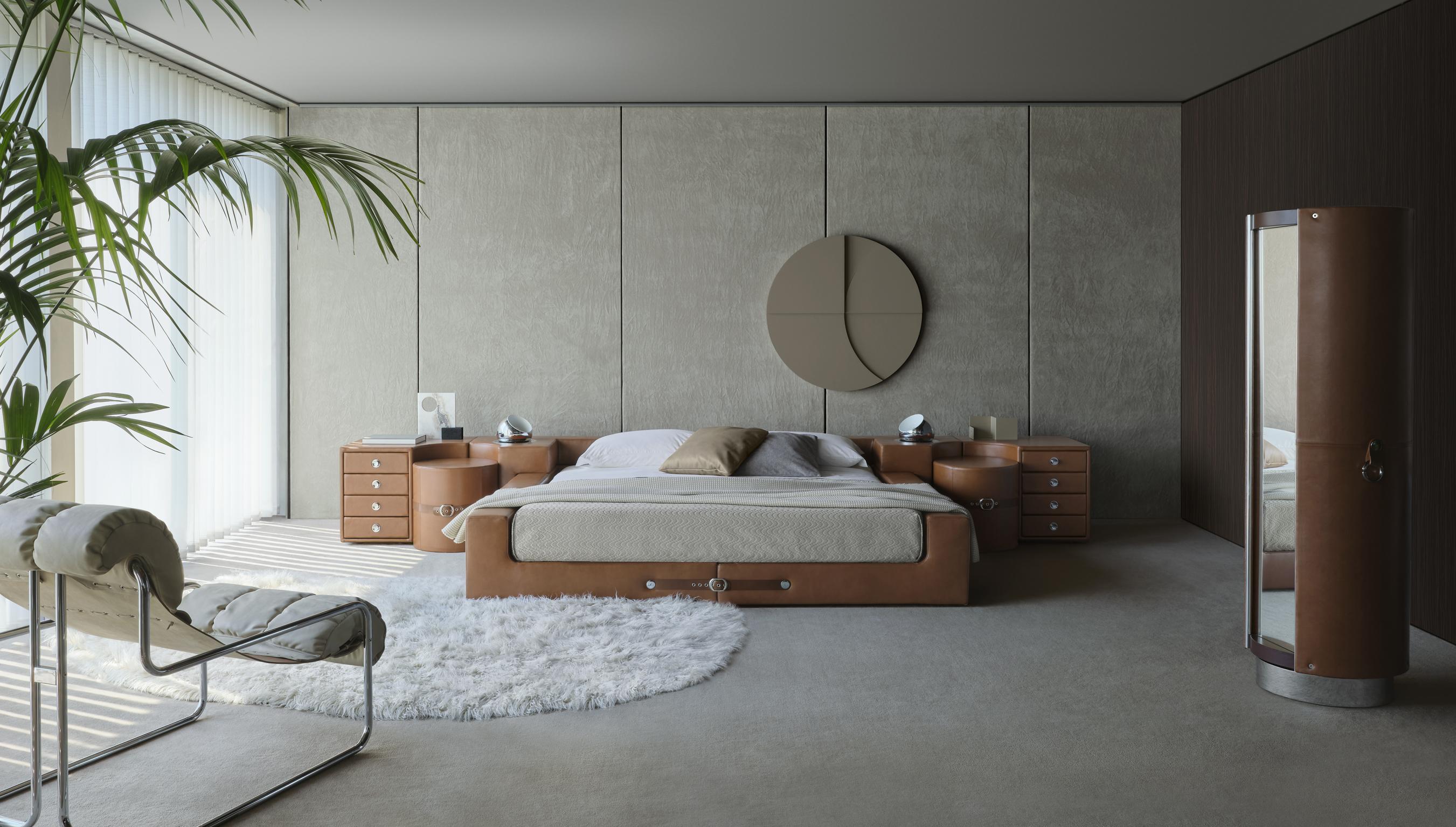 This famous 'Tucroma' bed design, as seen in the Lenny Kravitz Architectural Digest magazine photoshoot, was designed by Guido Faleschini in the 1970s and produced by i4Mariani (Italy). 

*NOTE, the bed we have in stock is pending sale, therefore