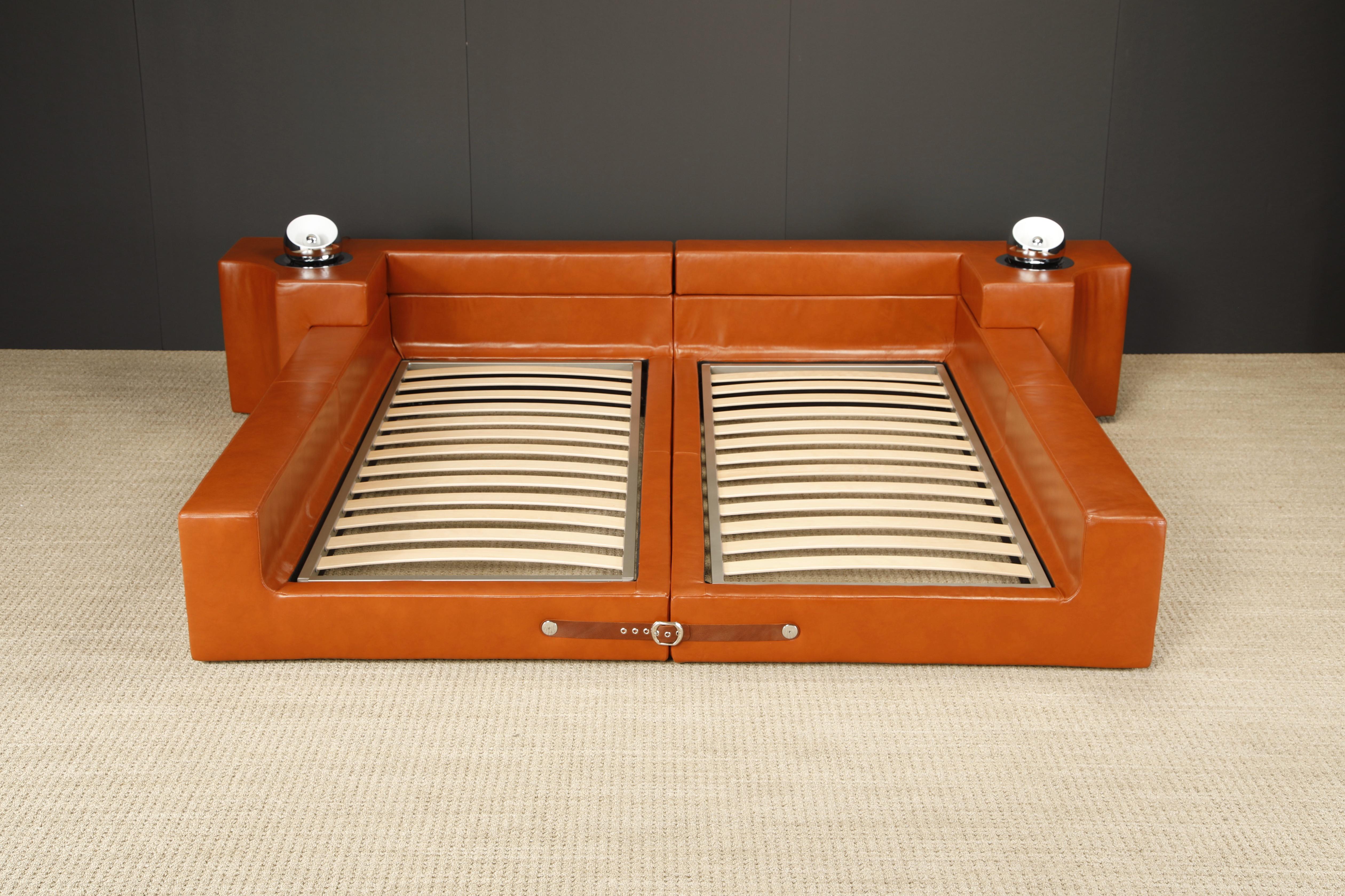 Modern 'Tucroma' King Size Leather Bed by Guido Faleschini for i4Mariani, Italy