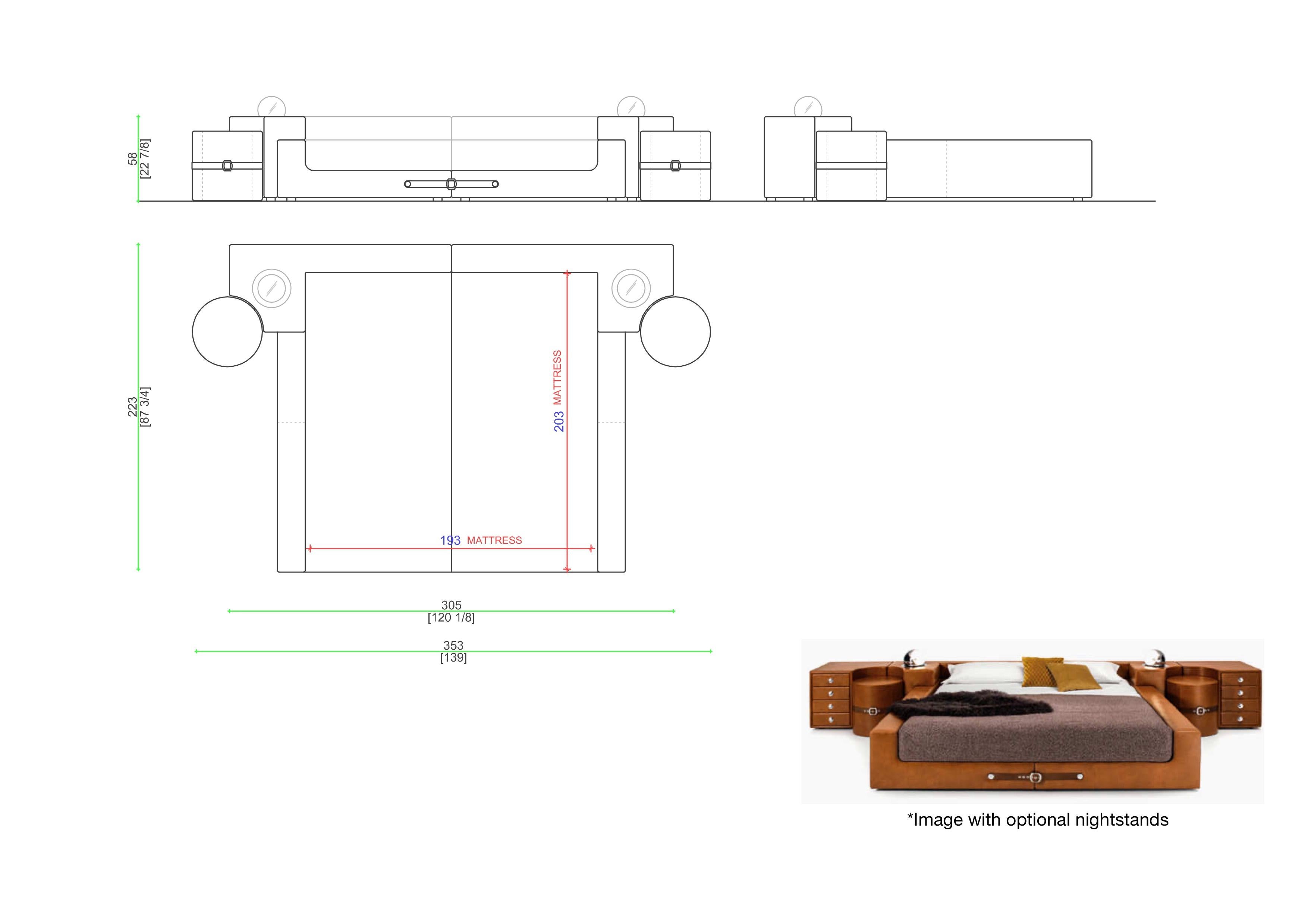 'Tucroma' King Size Leather Bed by Guido Faleschini for i4Mariani, Italy 2